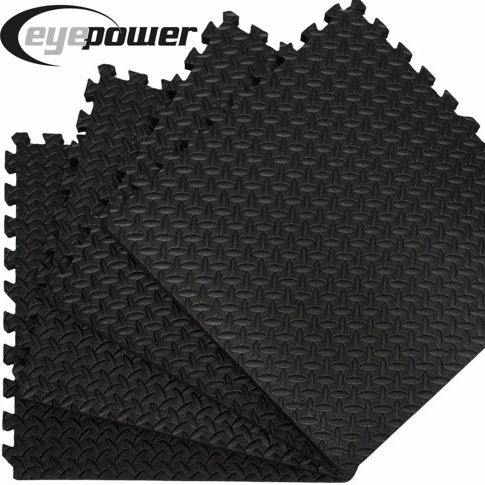 EYEPOWER Tapis Puzzle Fitness Sol Mousse EVA 4 Fragments 8 Cadres 1,59qm Noir