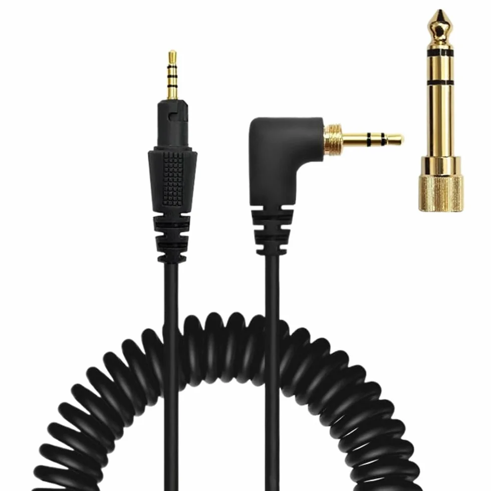 Câble audio pour Pioneer DJ HDJ-CUE1 HDJ-X5 HDJ-X7 HDJ-S7 HDJ-CX Casque, 3,5 mm à 2,5 mm Câble rétractable à ressort, avec 6,35 mm Adaptateur (1,2~2m)