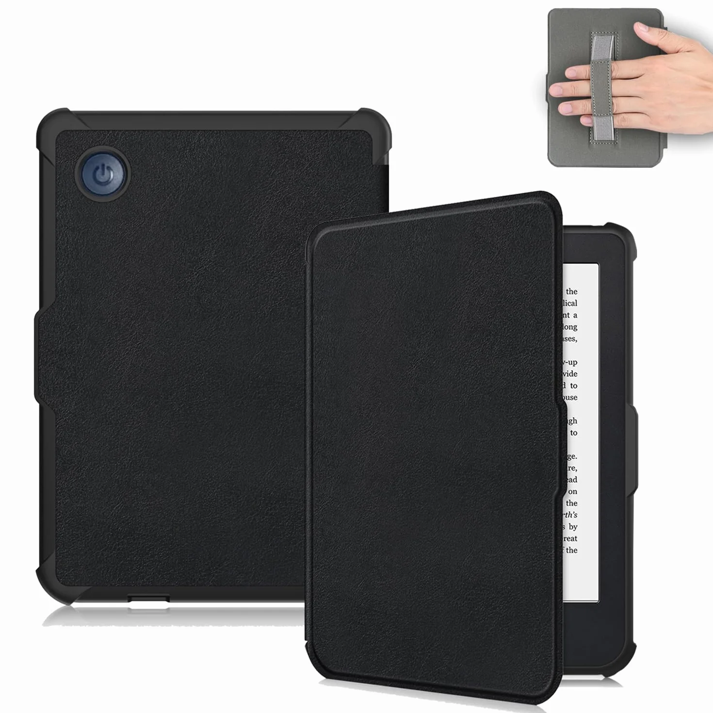 Housse Coque Ultra Fine pour Kobo Clara Colour/2E/BW - Étui Automatique Veille/Réveil avec Dragonne, Noir