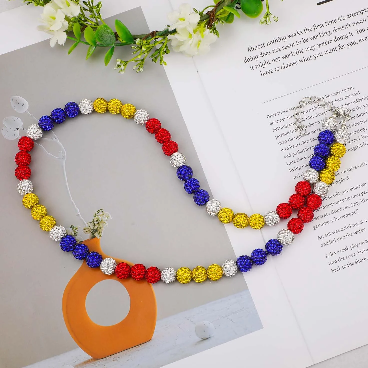 Collier de Baseball de Philadelphie Strass Scintillants Colliers Perles Inspirés Sport d'Athlète Bijoux pour Hommes Femmes 4 Couleurs