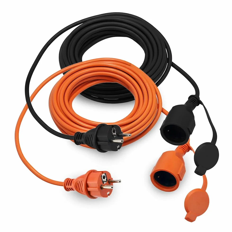 Rallonge Électrique Extérieure 10m IP44 3×1,5 mm² 2000W Noir - Câble Prolongateur Étanche avec Fiche Uni-Schuko et Prise Type F avec Clapet - Rallonge pour Tondeuse, Jardin, Chantier - Horoz Electric