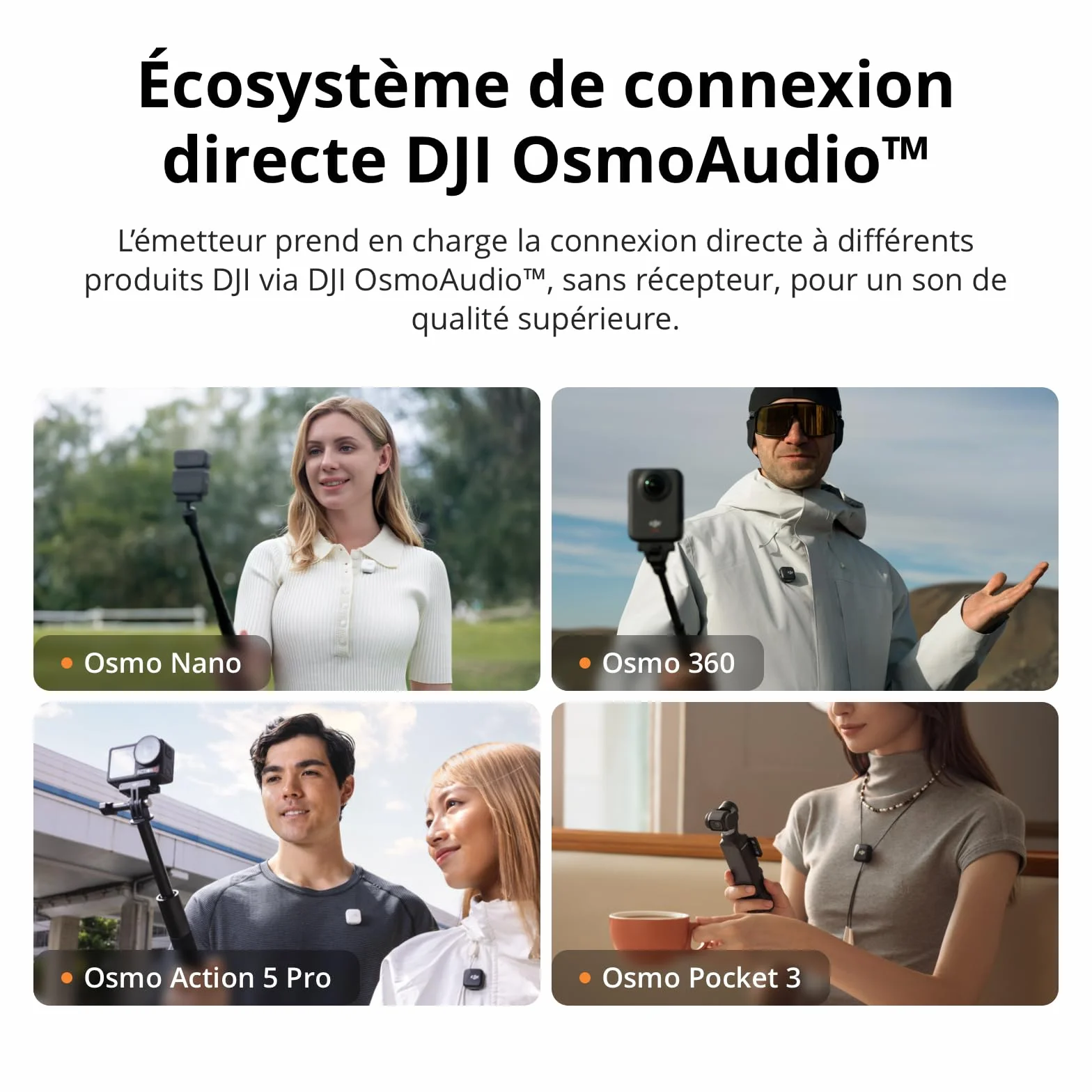 DJI Mic Mini (2 TX + 1 RX + Boîtier de Recharge), Ultra-léger, Audio de HQ, 48 h d’Utilisation, Annulation du Bruit, Limite Auto, Microphone sans Fil pour caméra/iPhone/Android, vlog, Streaming