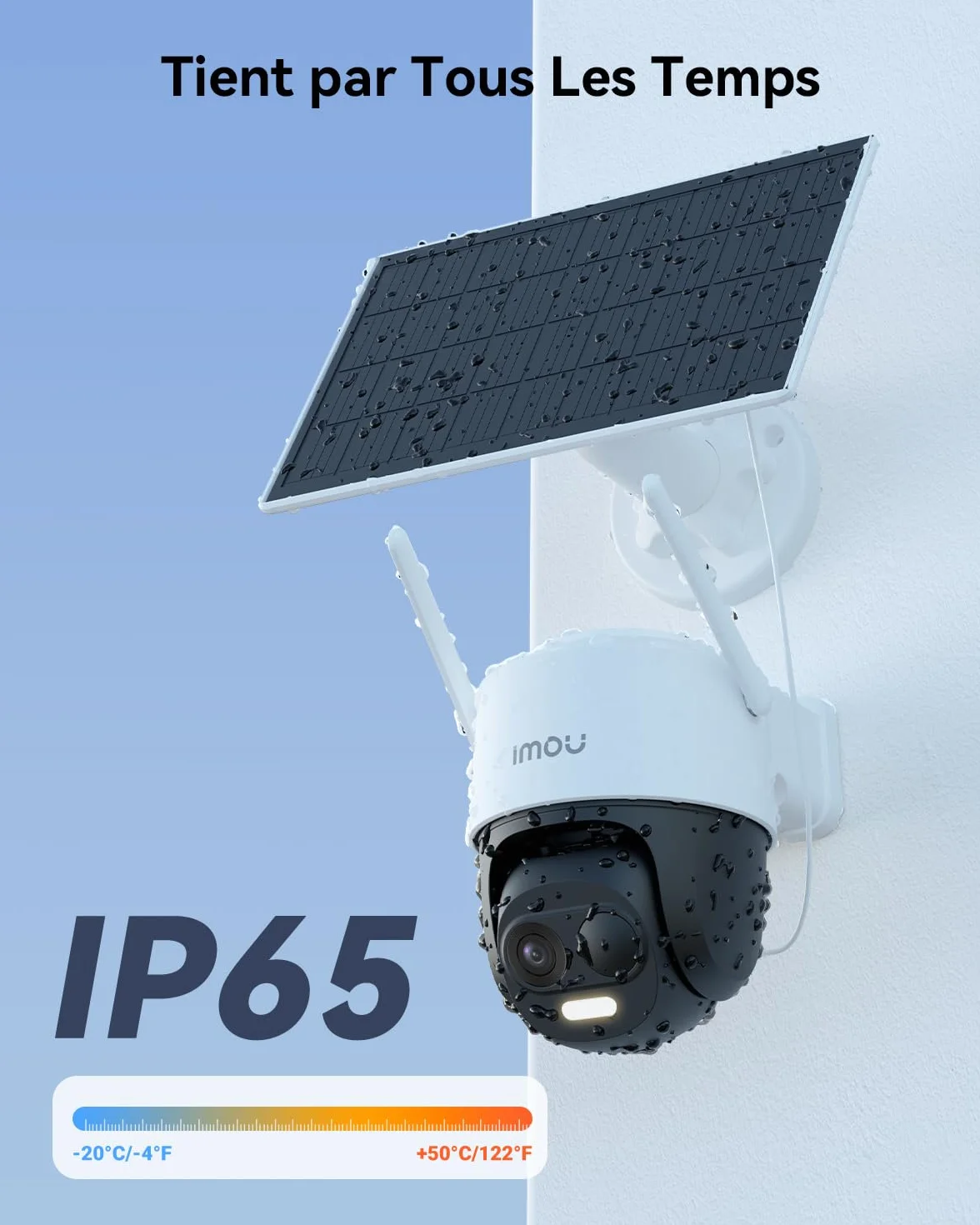 Imou 2K Caméra Surveillance WiFi Exterieure sans Fil Solaire 5000mAh 360° PTZ 2.4GHz IP65