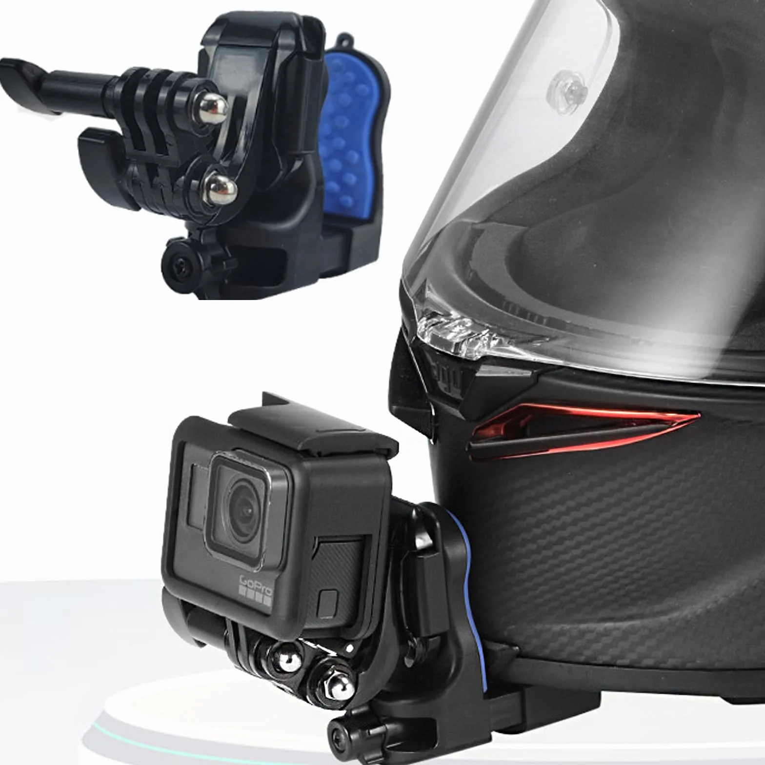 Support Casque de Moto Menton pour GoPro Hero 13 12 11 10 9/DJI Osmo Action 5 Pro 4 3/Osmo 360/Insta360 Ace Pro 2/GO Ultra, Casque Fixation Accessoires pour GoPro,Insta360,DJI Camera