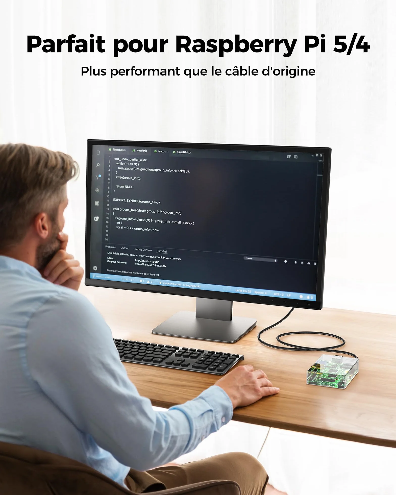 Silkland Câble Micro HDMI vers HDMI 2M, [8K@60Hz, 4K@120Hz], Nylon Tressé, Compatible 48Gbps, HDR, eARC, pour Raspberry Pi 5/4, Appareils Photo, Hero, Ordinateurs Portables et Téléviseurs