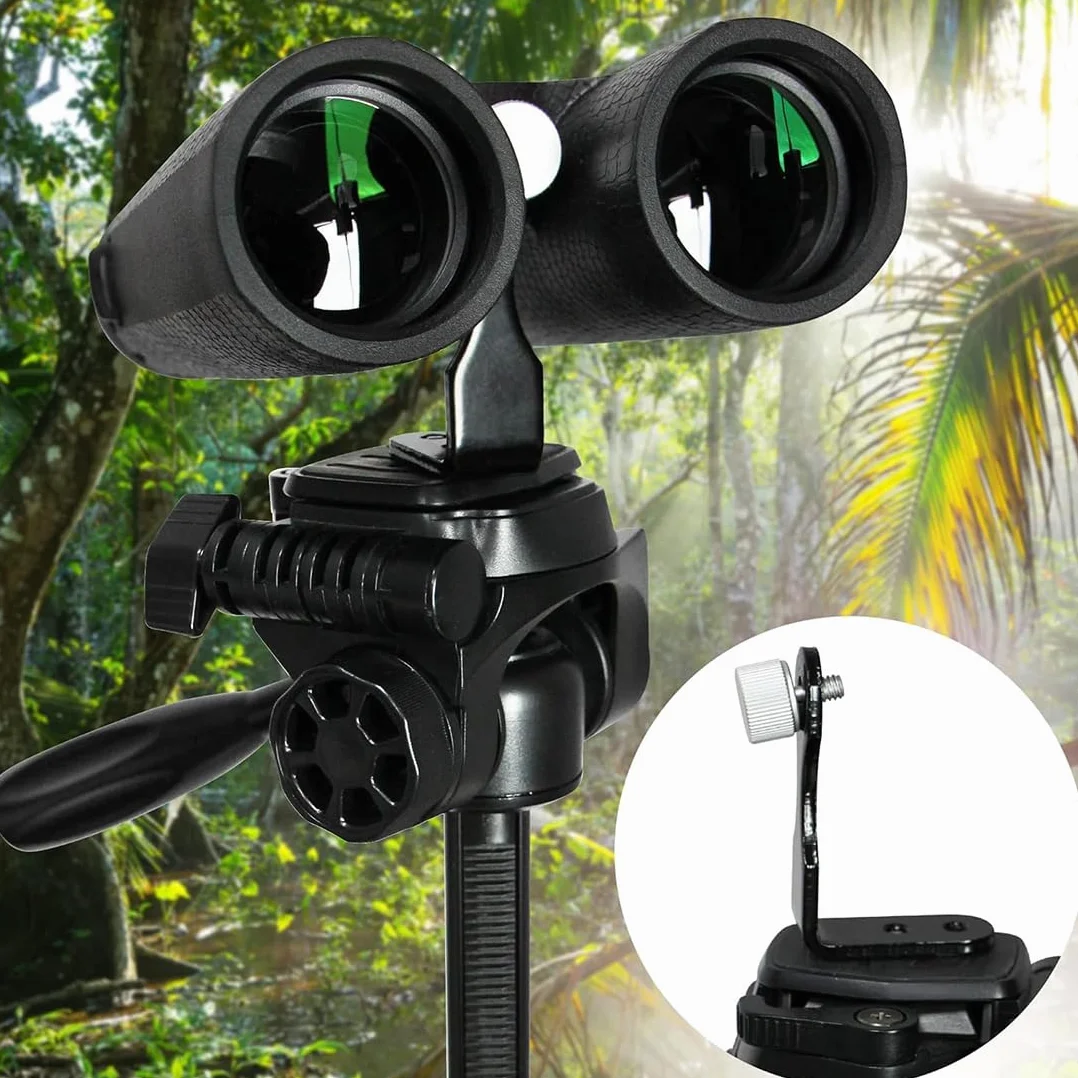 L Metal Binocular Adapter, Adaptateur Universel pour trépied binoculaire, Support en L, Adaptateur de Montage en métal 50 mm Compatible avec tous les trépieds 1/4, télescope, caméra, Noir