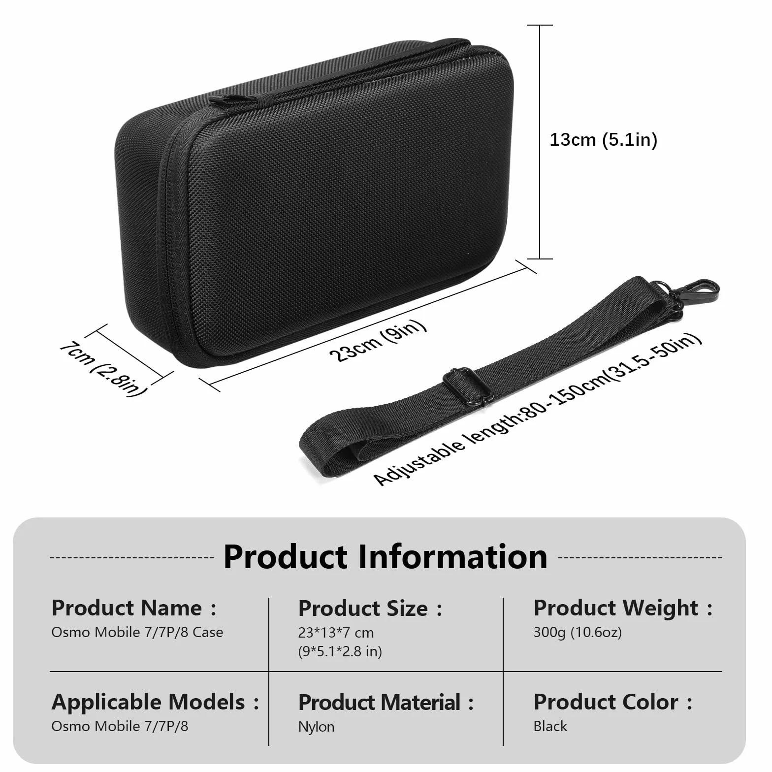 FPVtosky Étui de Rangement Portable en Nylon pour DJI OSMO Mobile 8/7/7P, Noir