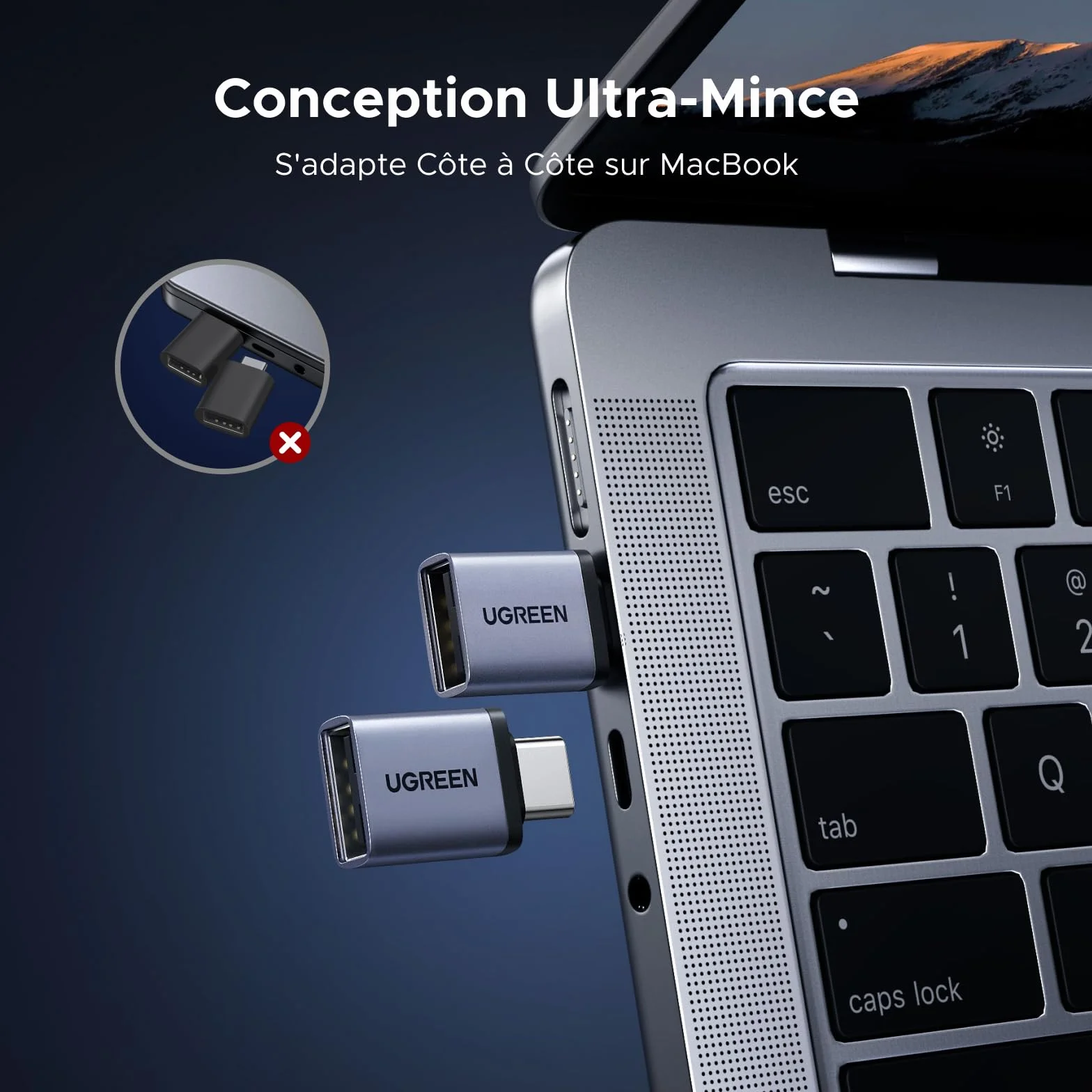 UGREEN Adaptateur USB C vers USB A 3.2 10Gbps OTG Lot de 4 Type-C Mâle vers Type-A Femelle Compatible iPhone 17 Pro Max Air 16 15 MacBook Air iMac iPad Galaxy Tab S9 S25