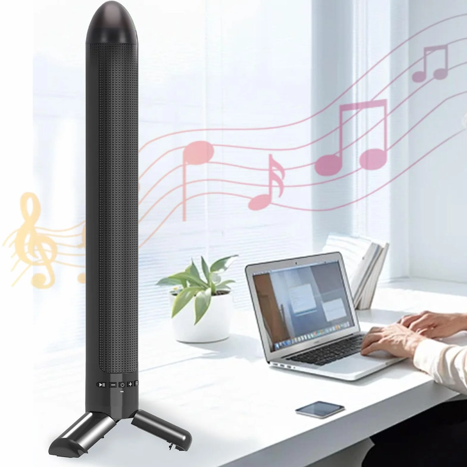 Système Audio 2.1 Canaux avec Caisson de Basses, Haut-parleurs TV, Home Cinéma, Son Surround, Bluetooth 6.0, Batterie 2000 MAh, Entrées AUX et USB, Idéal pour Les Films