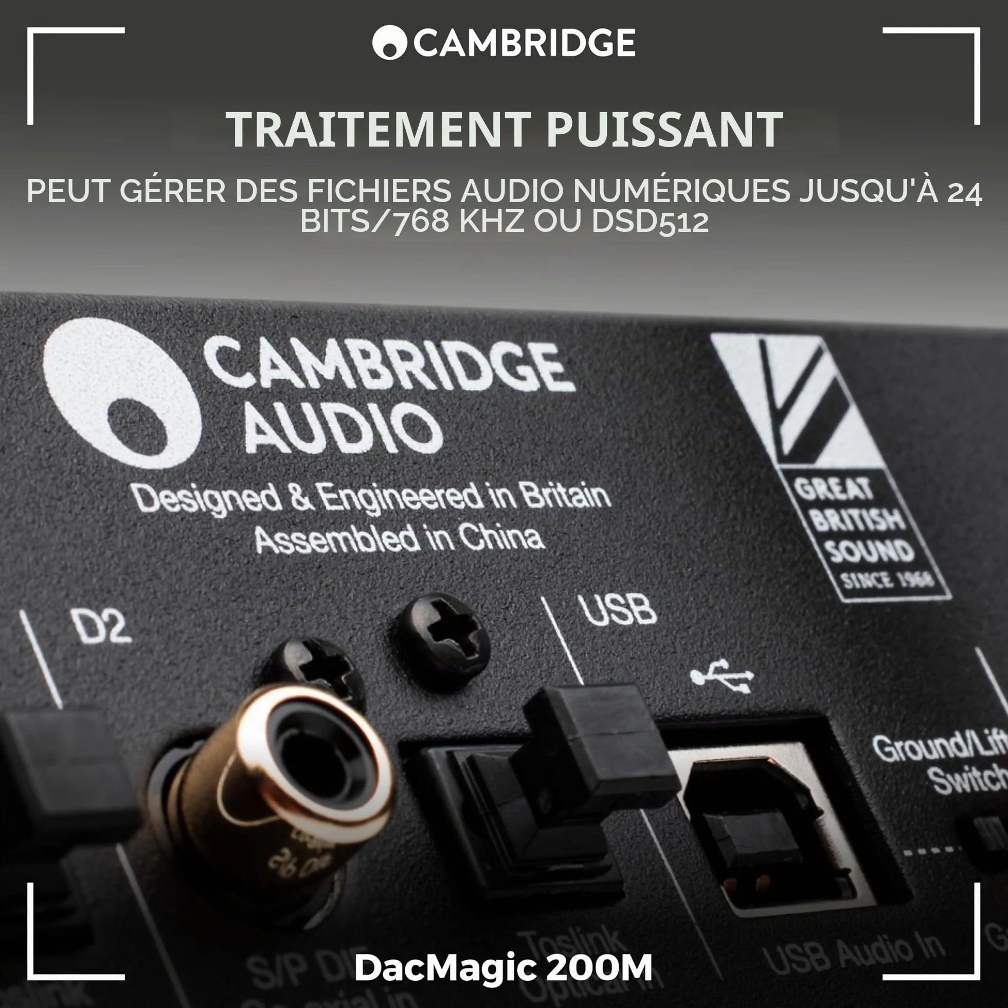 Cambridge Audio DacMagic 200M MQA HiFi DAC et amplificateur de casque avec Bluetooth - Support PC/MAC avec connexion USB - Gérer des fichiers numériques jusqu'à 24/768 ou DSD512 (gris lunaire)