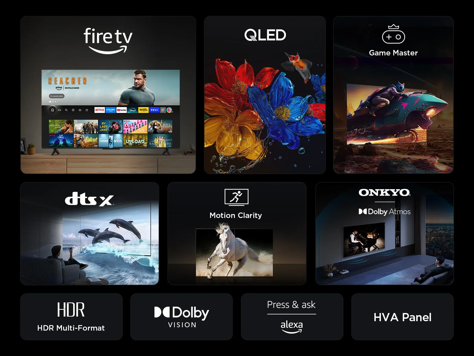 TCL 43T6C 43" QLED 4K HDR TV Fire TV Smart TV Dolby Vision Atmos HDR10+
