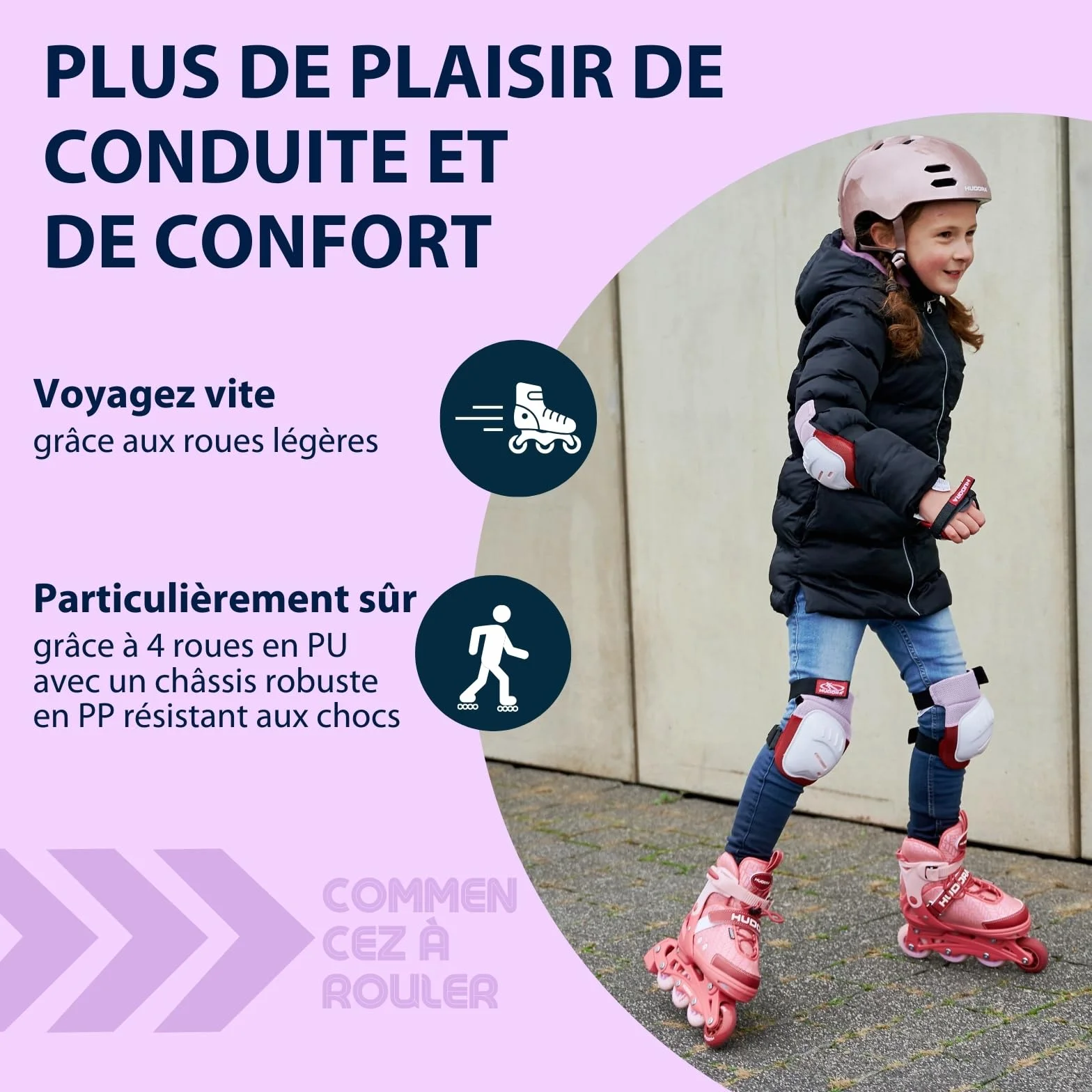 HUDORA Patins à roulettes Mia/Leon réglables en 4 Tailles Enfants Adultes