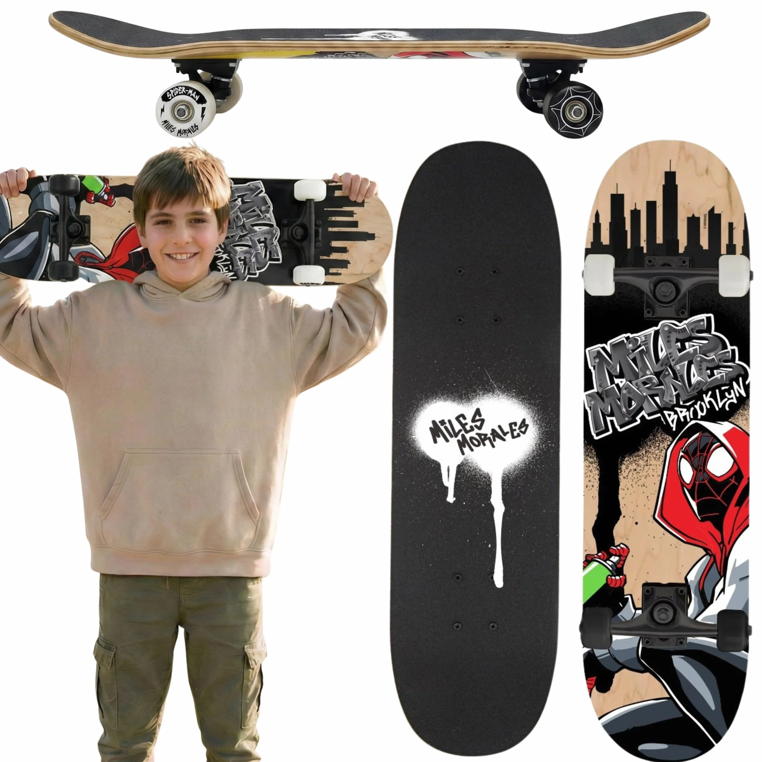 Skateboard en Bois 79 cm Antidérapant pour Adolescents jusqu'à 100 kg
