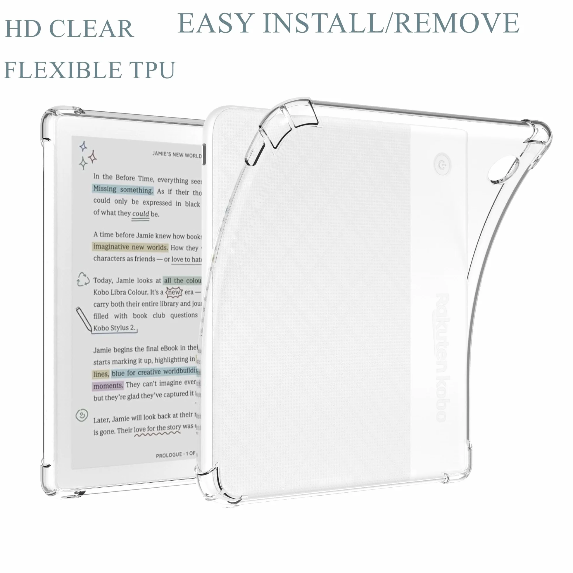 Coque pour Kobo Libra 2 / Libra Colour 7" Housse avec Coins renforcés Étui pour Libra 2 Ereader Libra Colour Étui