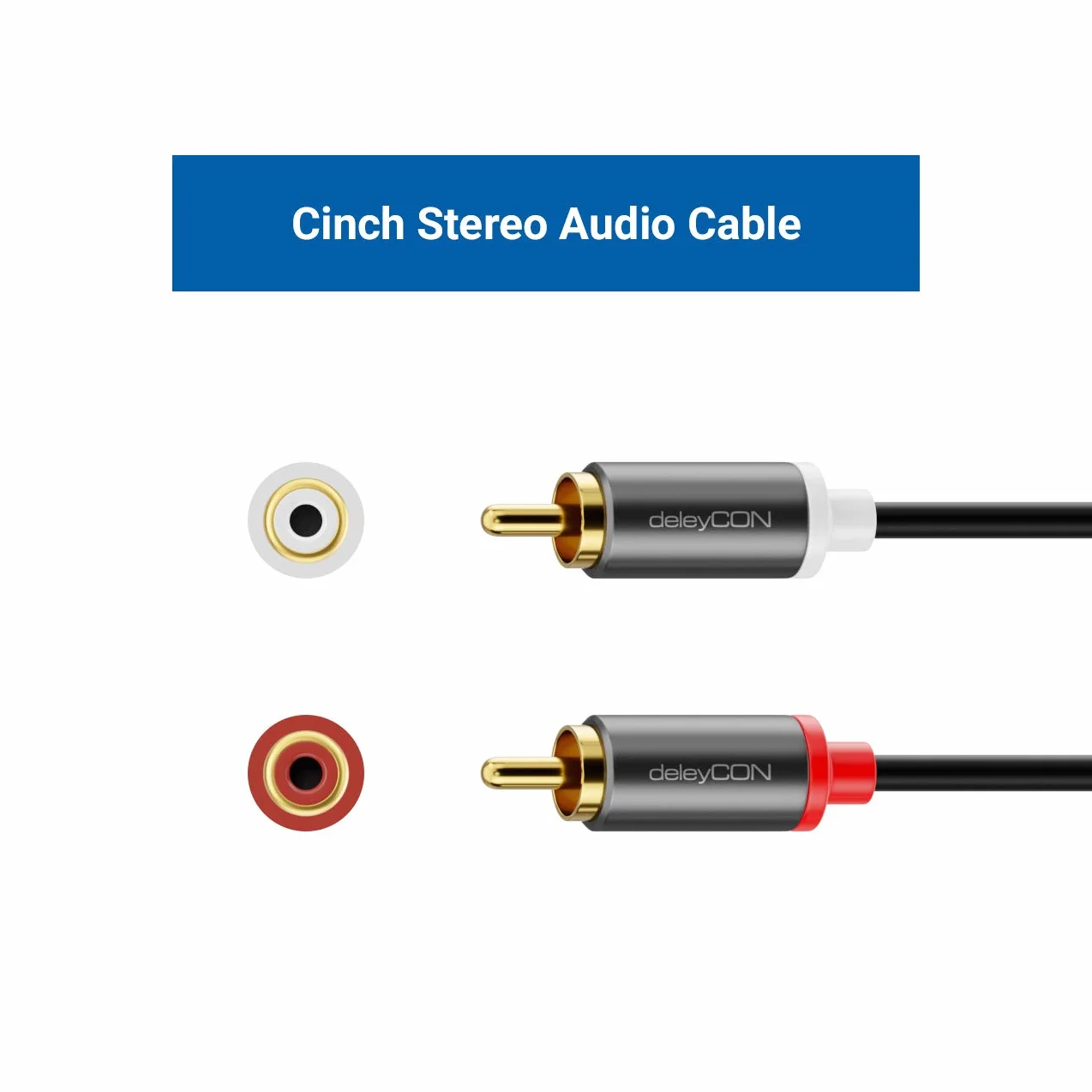 deleyCON 15m Câble Cinch RCA HiFi Audio Liaison Connecteurs Métalliques Dorés pour Home Cinéma Chaîne Stéréo Amplificateur HiFi-Receiver Lecteur Blu-Ray (Extra fin & Flexible)