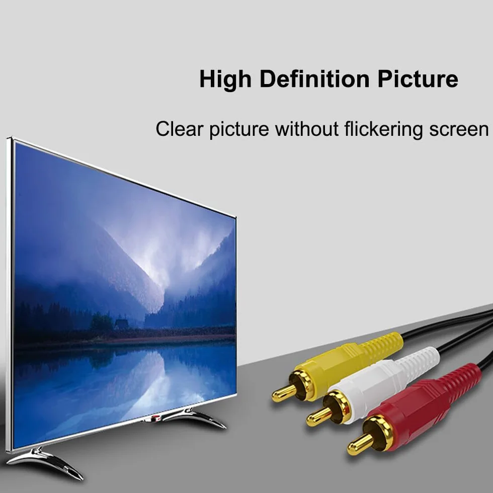 Câble RCA, Câble Composite Audio Vidéo 3 RCA, Câble AV Plaqué or, pour TV, Magnétoscope, DVD, Satellite, Récepteurs de Cinéma Maison - 1,5 m