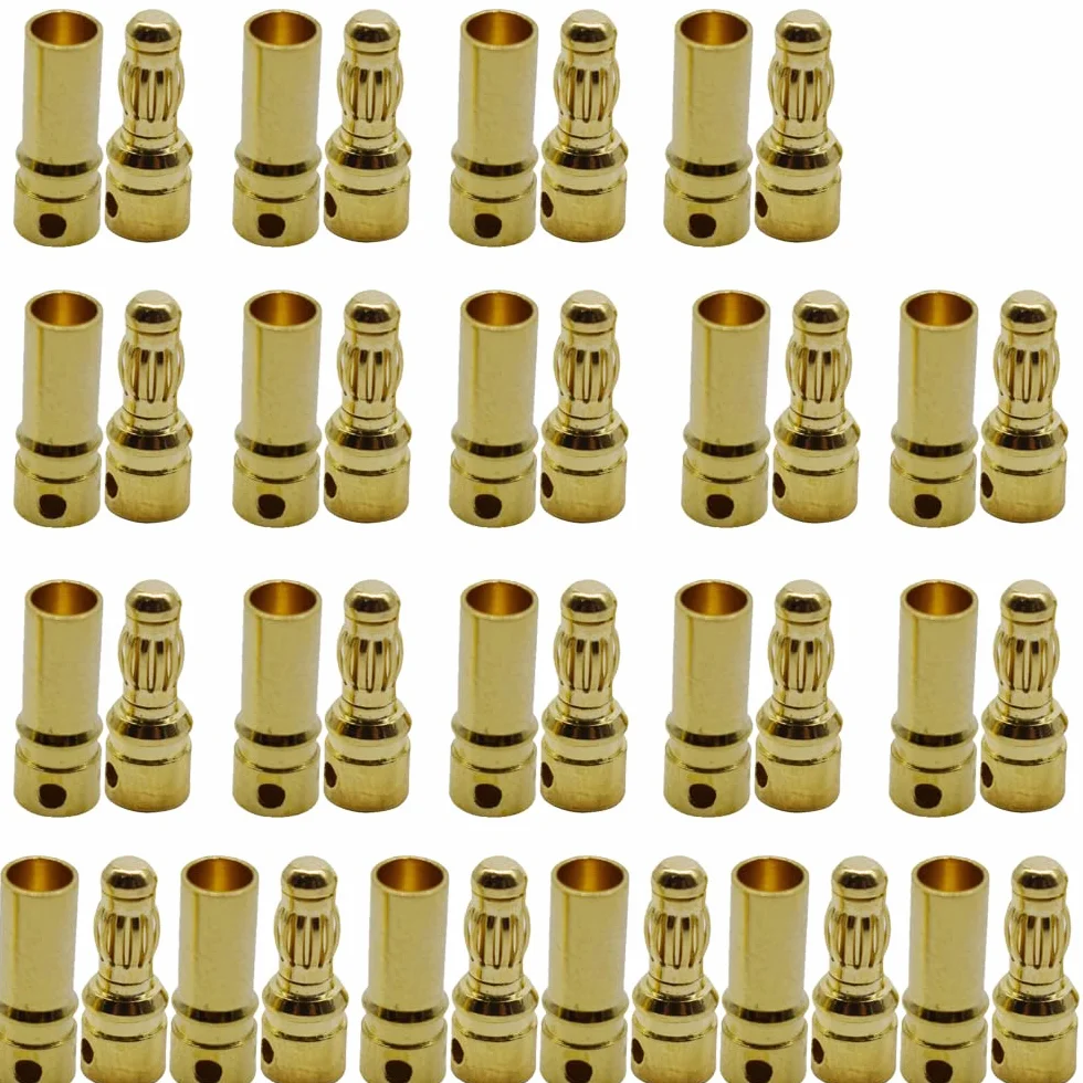 20 Paires Connecteur de Balle de Fiche Banane Mâle Femelle Prise 3.5mm Plaqué Or pour Batterie Moteur Lipo ESC