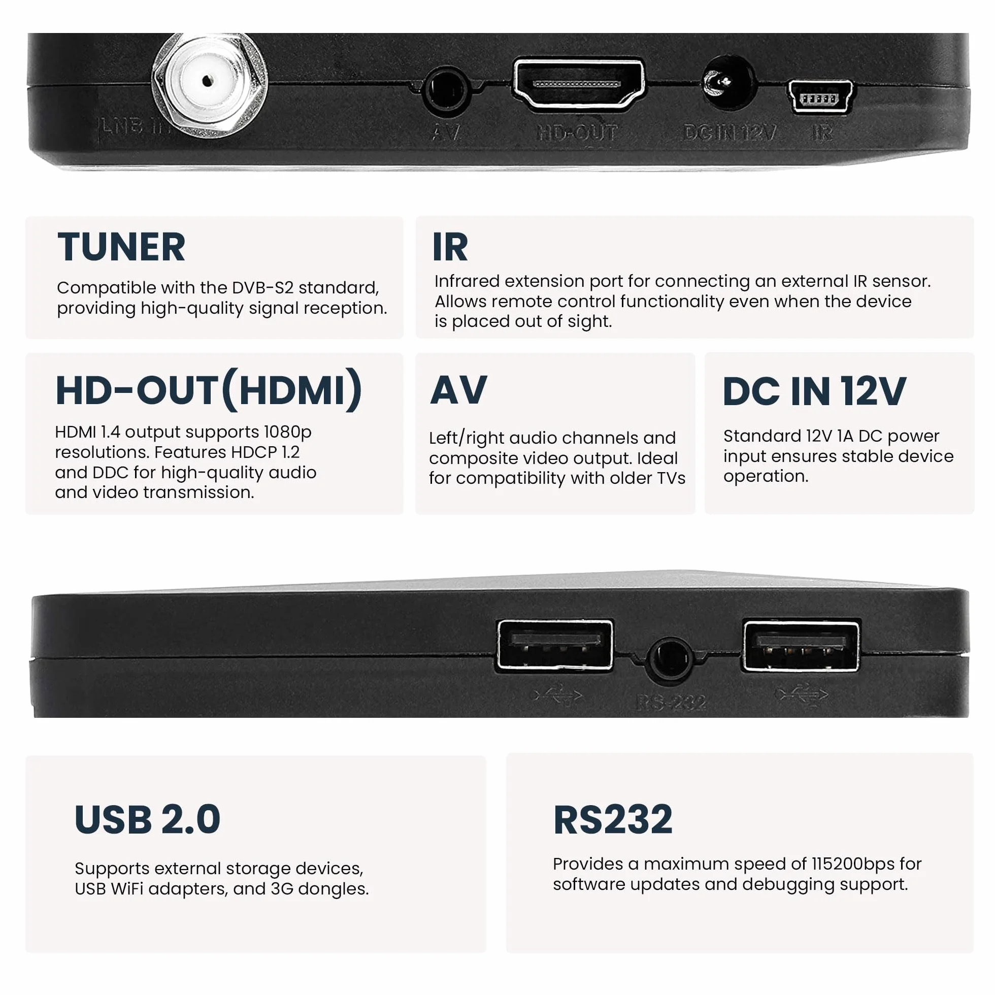 HD-line 26100 Mini Récepteur Satellite DVB-S2 /ARD & ZDF SD avec arrêt Automatique/Récepteur numérique Full HD 1080p (HDTV, USB)