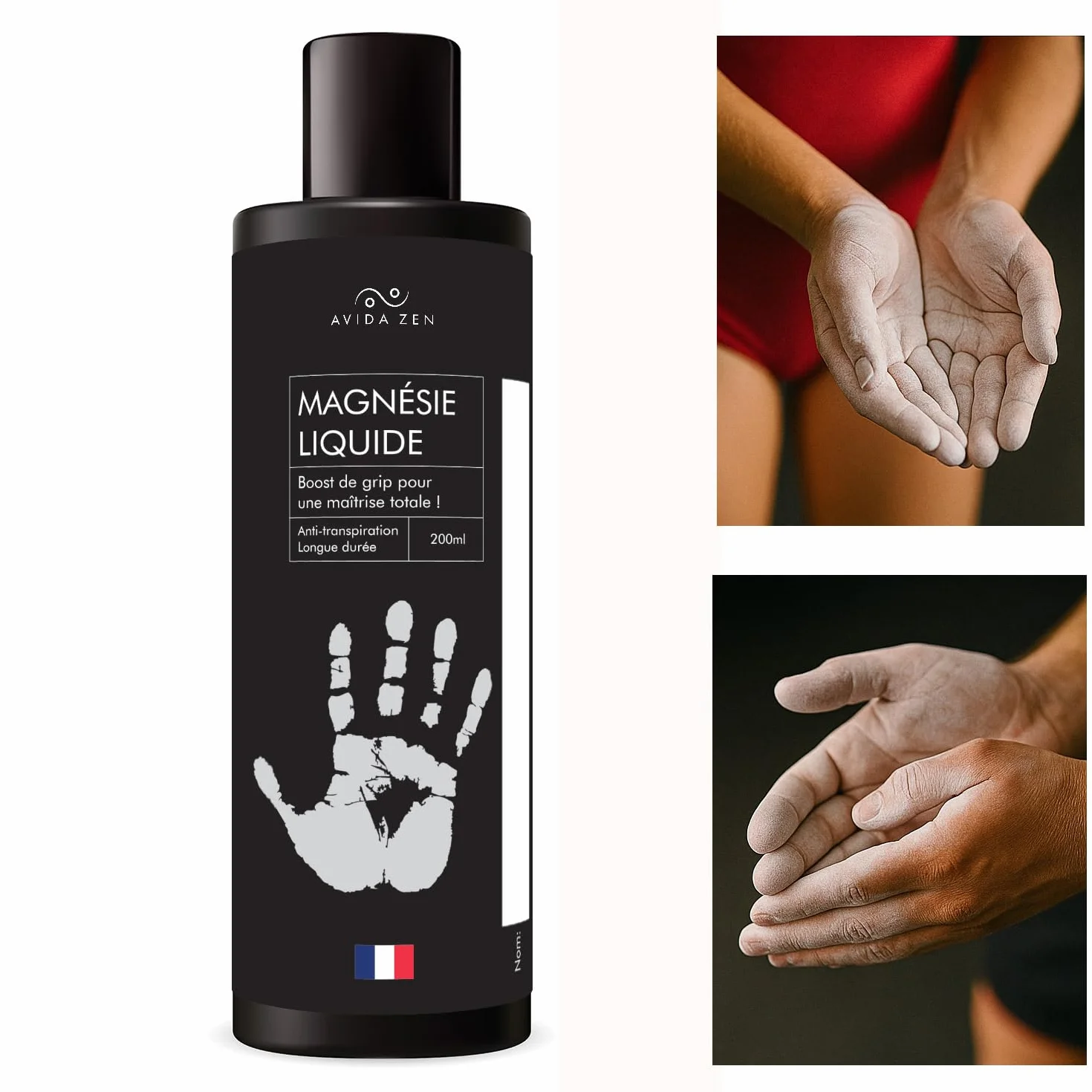 AVIDA ZEN Magnésie Liquide 200ml – Liquid Chalk pour Escalade, Padel, Gymnastique, Crossfit, Musculation, Tennis