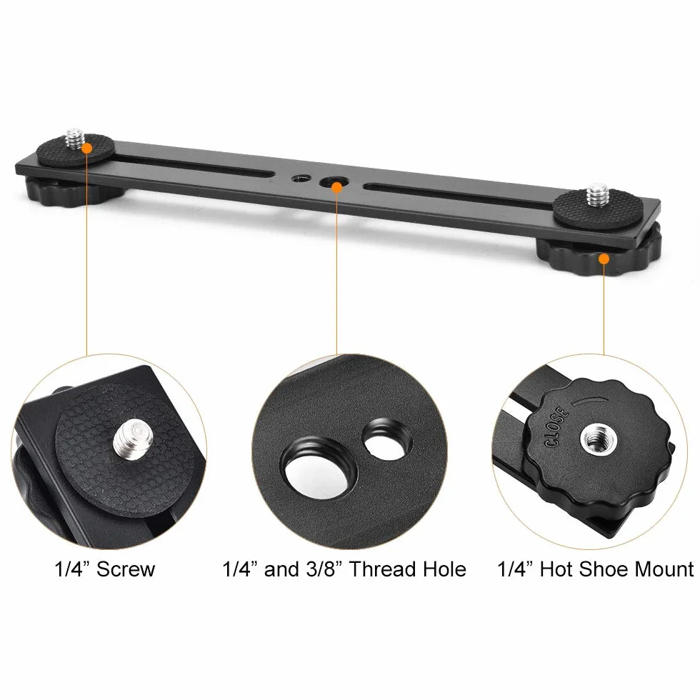 UTEBIT 2 Pcs Bracket Flash 20,5cm Support Extension Double Flash de Vis 1/4 Support Flash Studio en Alliage Aluminium Charge Maximale de 5kg pour Appareil Photo Trépied Monopode Microphone Lumière LED