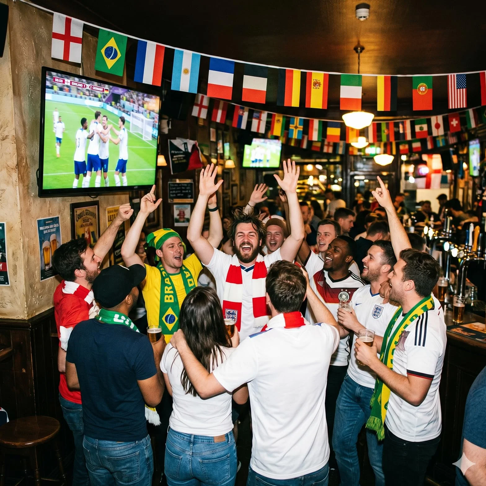 Guirlande de 32 drapeaux de pays Coupe du monde 2026, tissu, décoration Euro Football Eurovision 2026 Bar Party