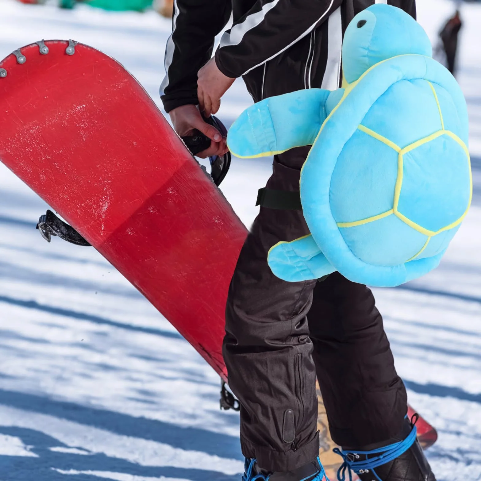 Coussin de Protection des Hanches en Peluche Motif Tortue Bleu, Adulte 100-200 Kg, Ski et Roller
