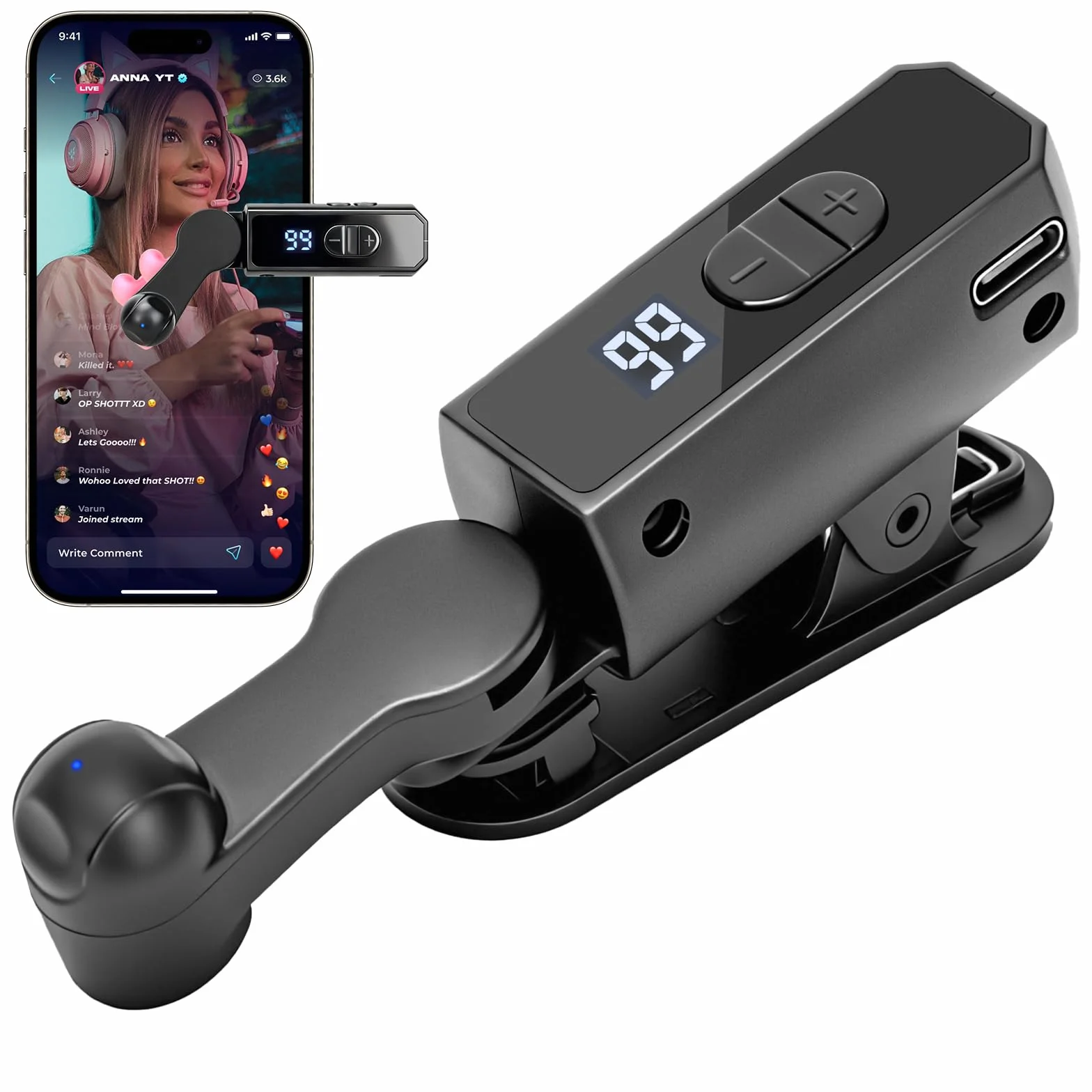 TRELC Clicker automatique rechargeable, portable pour iPhone, iPad, Android, silencieux et 107 vitesses réglables, écran de téléphone pour Tiktok, jeu, diffusions en direct, tâches de récompense