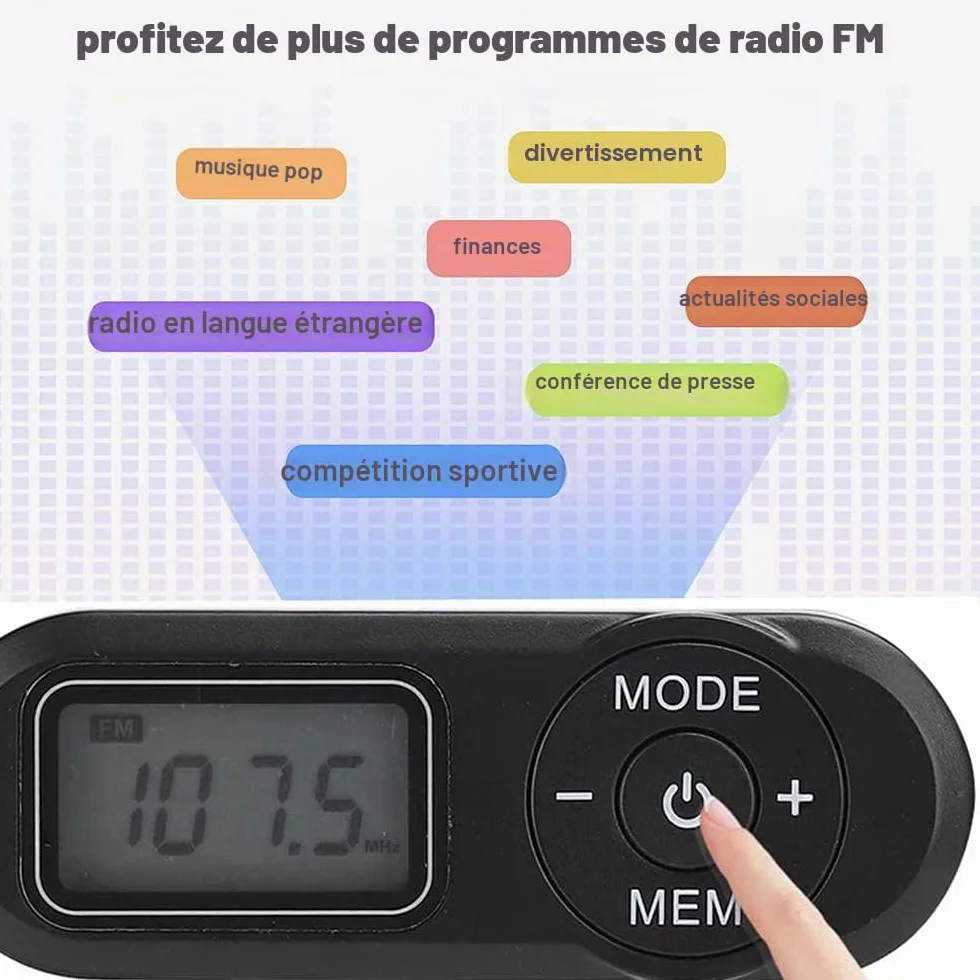 Radio de Poche Personnel FM Mini Récepteur Portable avec Affichage Numérique LCD et Casque