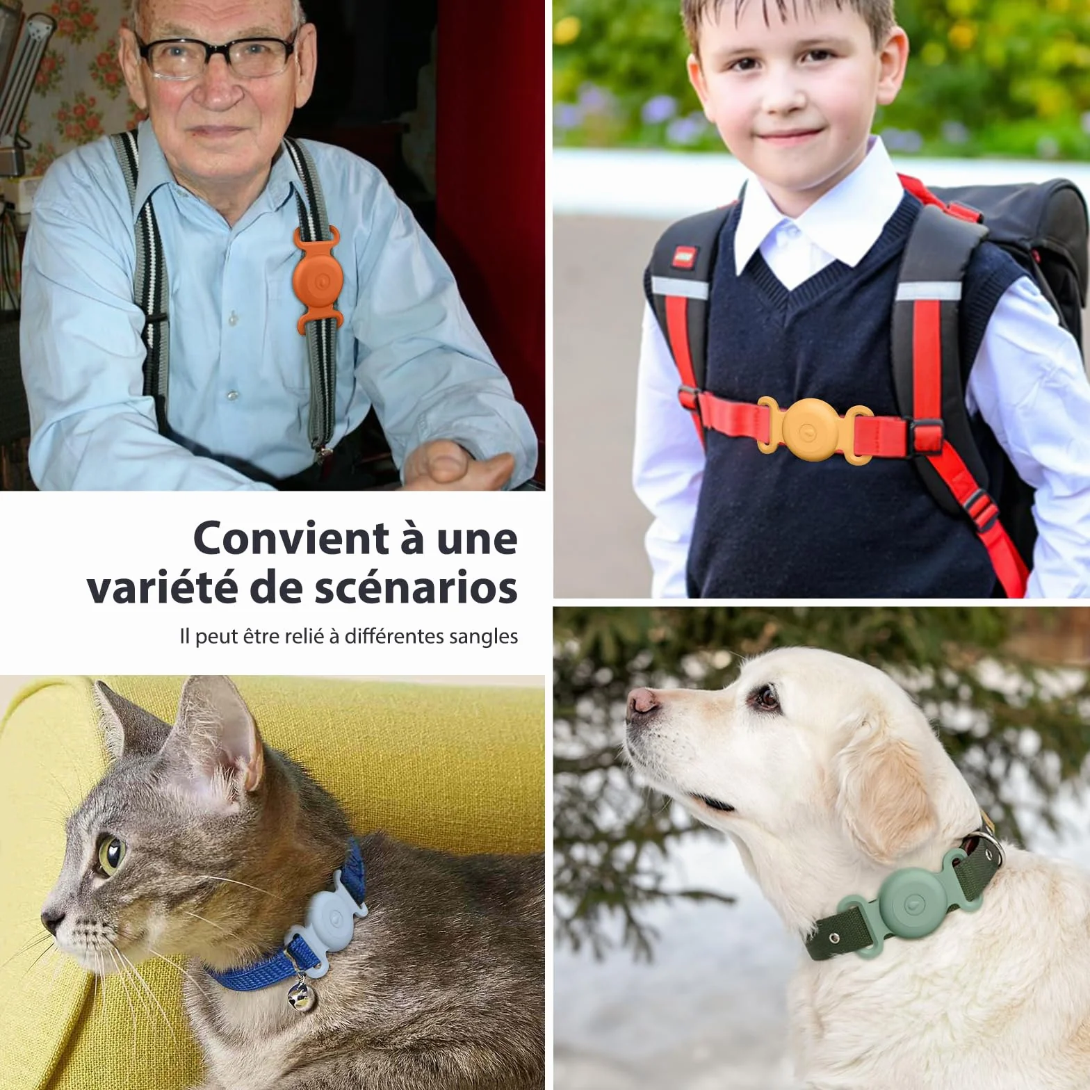 Vancle Airtag Étuis Collier pour Chien et Chat, Coque en Silicone Étanche pour Apple AirTag GPS Finder, 1pc Housse de AirTag Protection pour Pet Colliers de Compagnie Anti-Perte Porte-clés AirTag