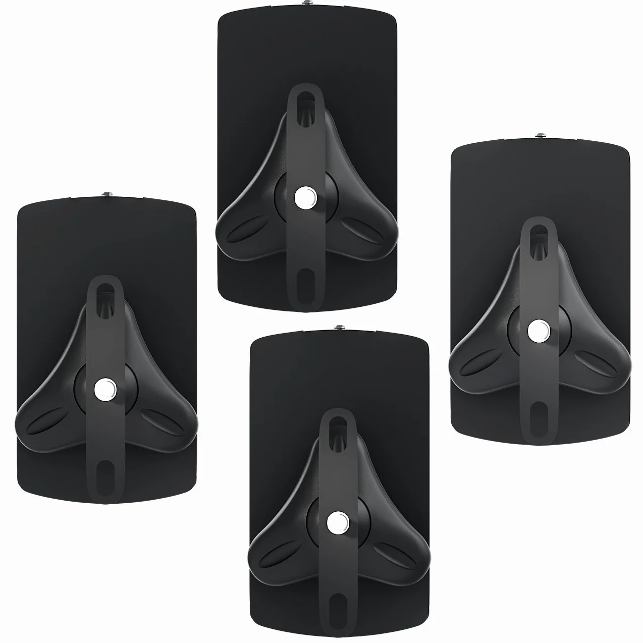 deleyCON 4X Support Mural Universel pour Enceintes Fixation de Boîtes Rotation + Inclinaison Résistant à Une Charge Maximale de 10Kg Montage Mural + Montage au Plafond - Noir
