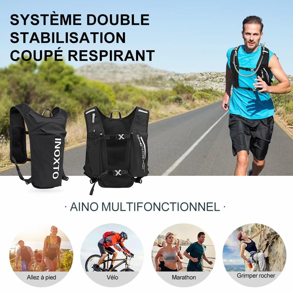 INOXTO Sac d'hydratation léger 5L Randonnée Marathon Cycliste Alpinisme