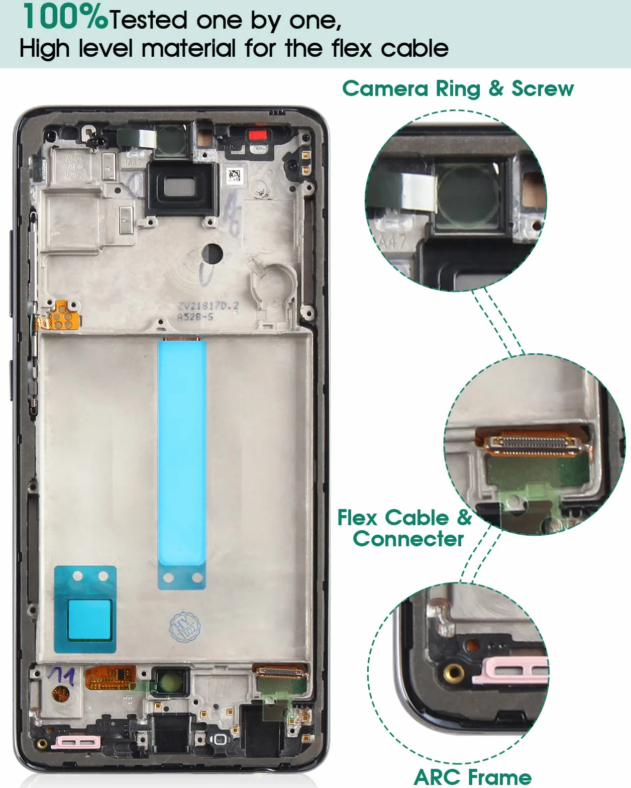 Écran tactile de rechange TFT pour Samsung Galaxy A52 5G LCD pour Samsung A52 5G Digitizer pour SM-A526B SM-A526U Écran tactile Assemblée Pièce de réparation avec cadre (sans empreintes digitales)