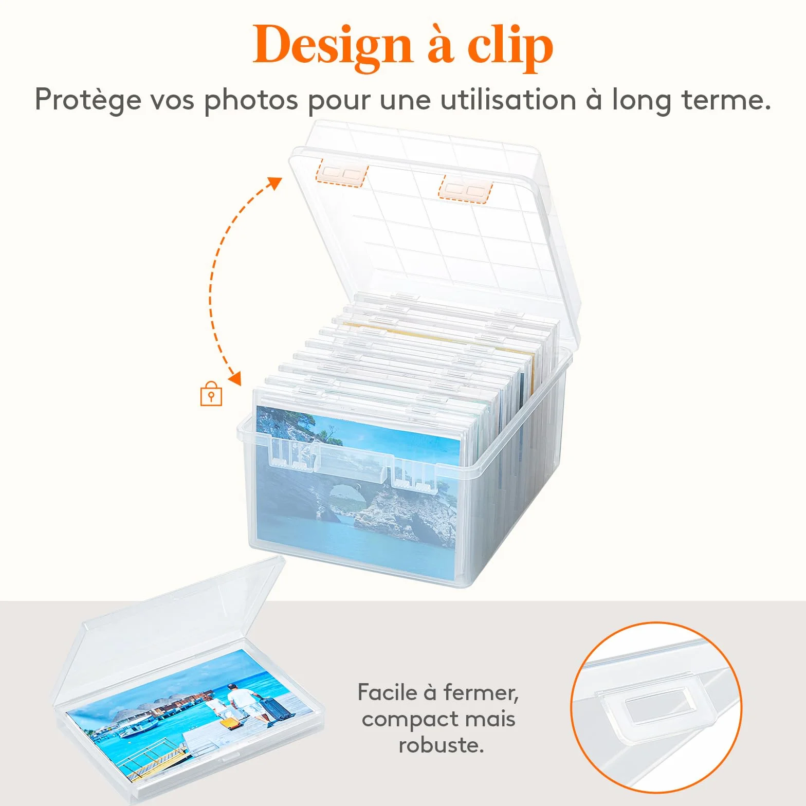 Lifewit Boîte de Rangement Photo 13x18cm 5R, 9 Boîtes Intérieures, Organisateur Photo pour Cartes, Photos, Tampons, Fournitures de Bureau avec 1 Feuille D'étiquettes Autocollante, Transparent, 1 Pièce