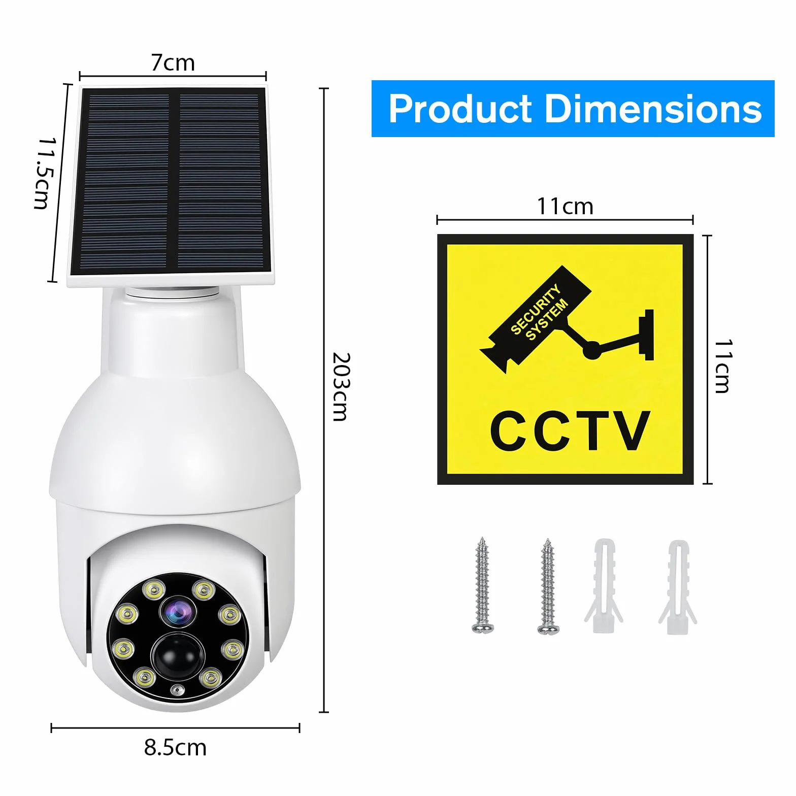 ERWEY Caméra factice solaire avec capteur et lumière rouge clignotante - Caméra de surveillance factice - Étanche IP54 - Pour intérieur et extérieur