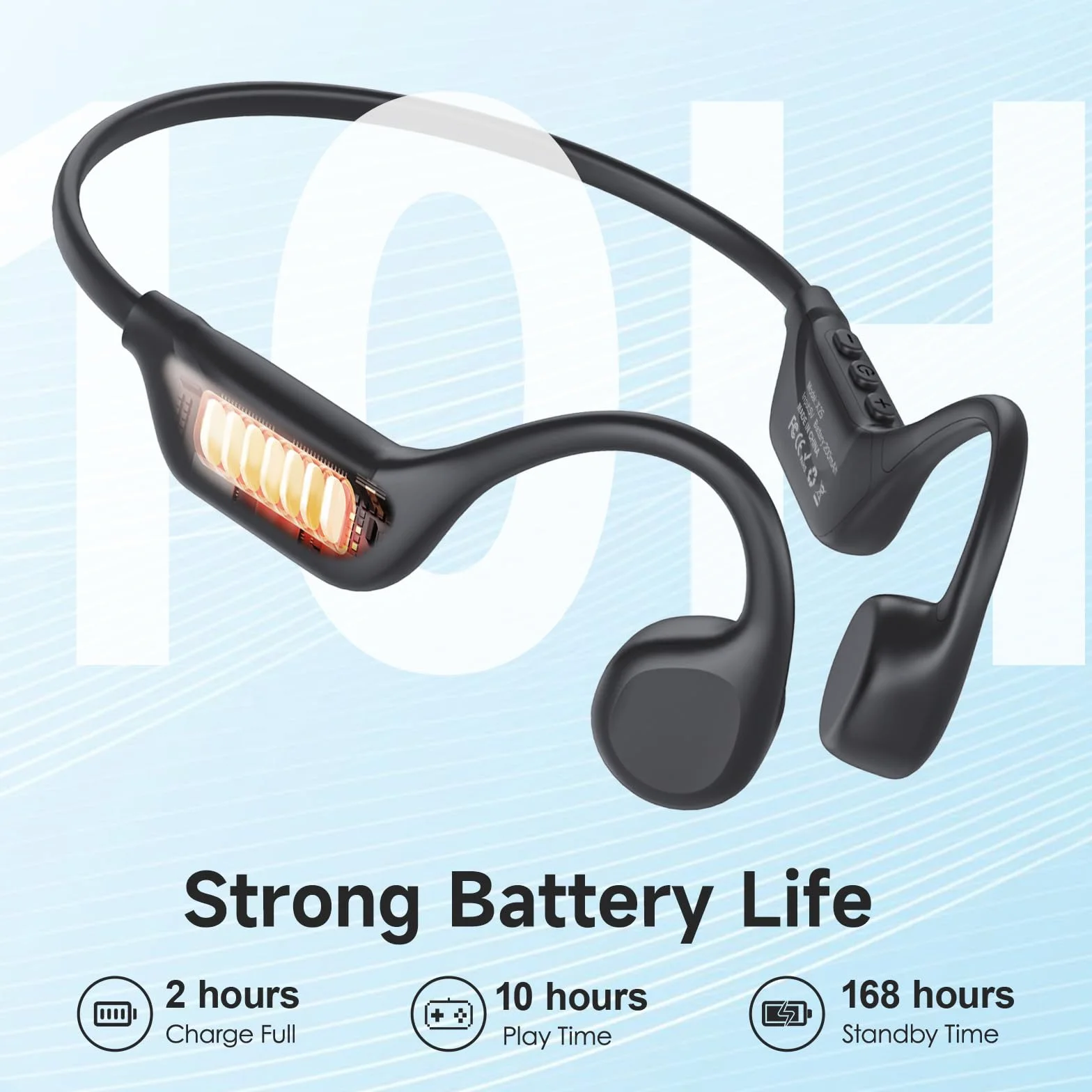 IFECCO Casque Conduction Osseuse Bluetooth 6.2 - Écouteur Conduction Osseuse Oreilles Ouvertes avec Micro,IPX5 Étanche Ecouteurs Osseux pour Cyclisme,Course à Pied Sport