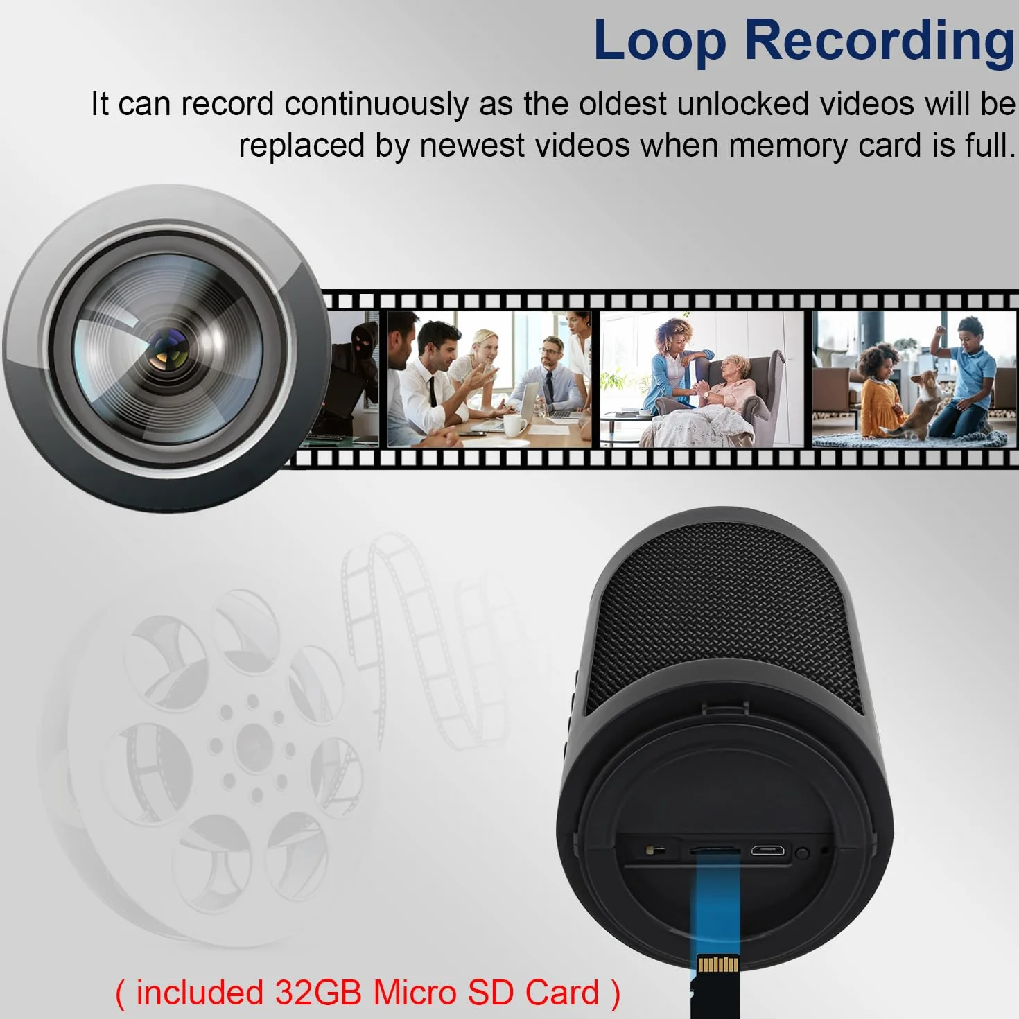 OTADUG Caméra Espion 1080P Enregistrement Vidéo Audio Détection Mouvement Vision Nocturne 16 GB