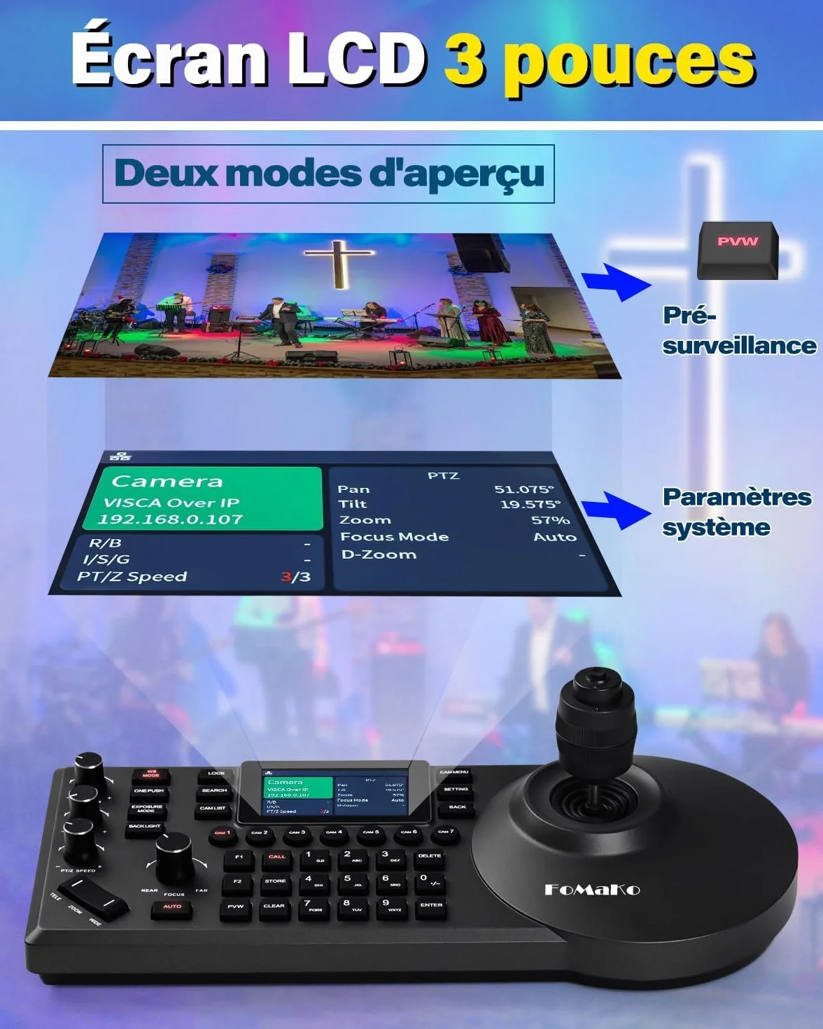 FoMaKo BN302 Ensemble de Caméra PTZ NDI HX3, 30x Zoom Optique, Suivi-Automatique IA 1080P 60ips avec 3G-SDI HDMI USB3.0 LAN(NDI|HX3, NDI6, PoE), 2*Caméra 30x Zoom NDI + 1* Contrôleur PTZ NDI