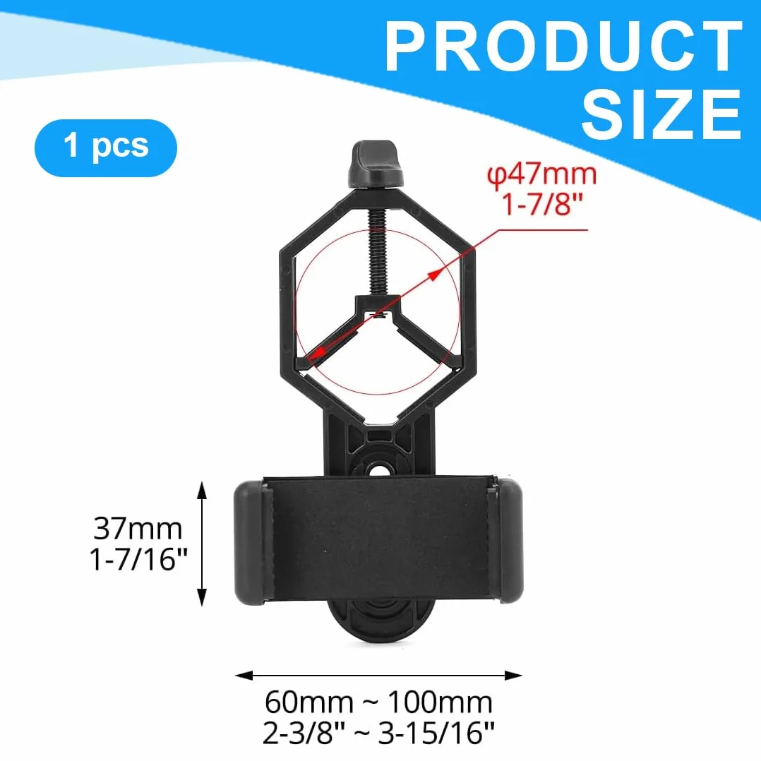 Smartphone Adaptateur Universel Digiscoping Adapter Rotatif 360° pour Jumelles, Monoculaire, Trépied, Microscope et Télescope Astronomique, pour iPhone, Samsung, Moto