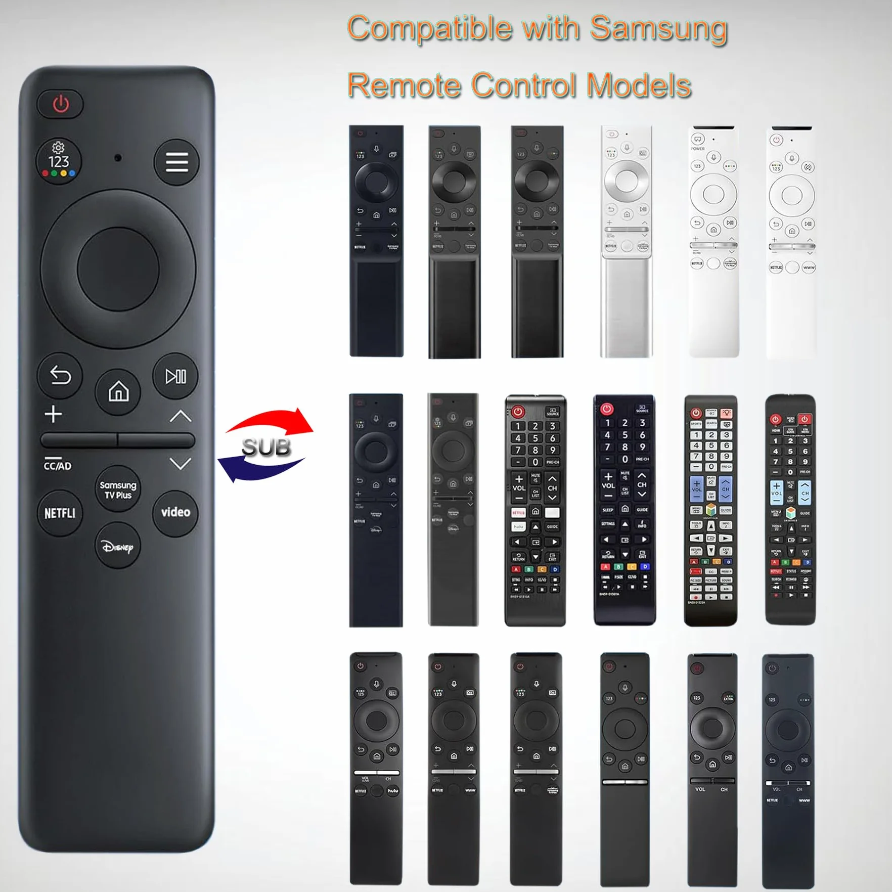 Remplacement pour Samsung Smart TV Télécommande Universelle Compatible avec Tous Les téléviseurs Samsung Frame Curved QLED Crystal UHD (sans Commande vocale)