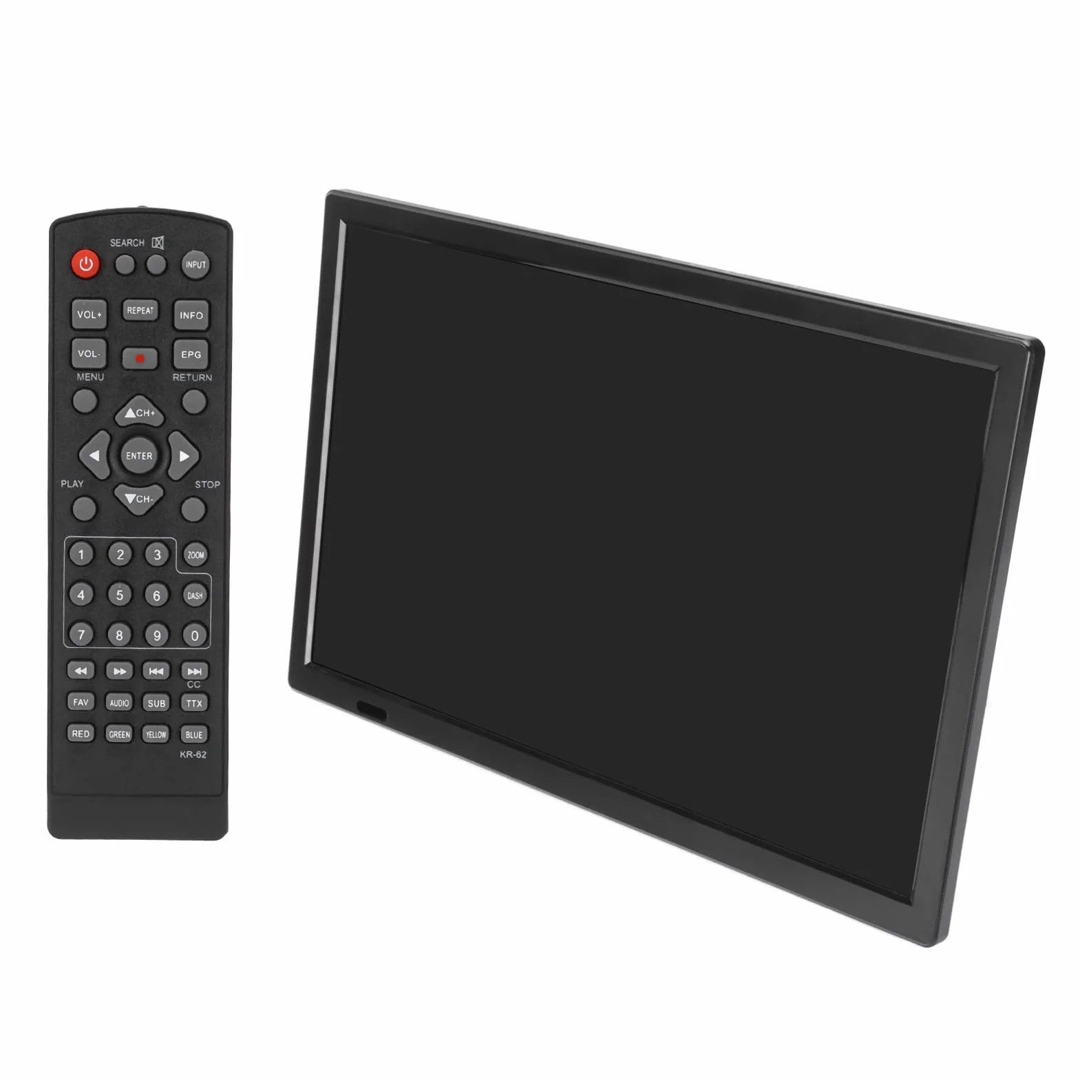Moniteur de Télévision Numérique Portable de 16 Pouces TV HD 1080p à Piles, Prise en de la Vidéo 1080p MKV MOV AVI WMV MP4 Radio FM avec Support pour en Voiture en Plein Air