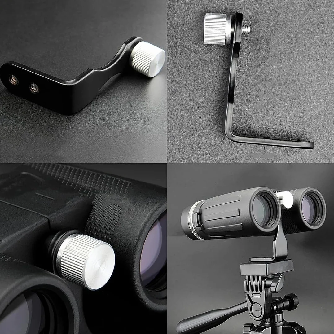 L Metal Binocular Adapter, Adaptateur Universel pour trépied binoculaire, Support en L, Adaptateur de Montage en métal 50 mm Compatible avec tous les trépieds 1/4, télescope, caméra, Noir