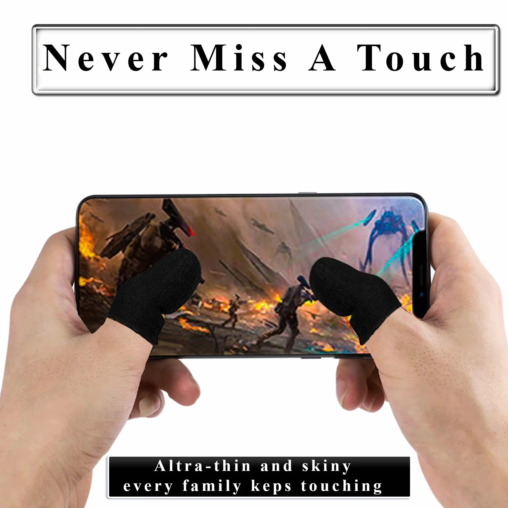 Lot de 4 manchons de doigt pour jeux mobiles, fonctionnement fluide, anti-transpiration, extrêmement fins, compatibles avec téléphones portables et tablettes