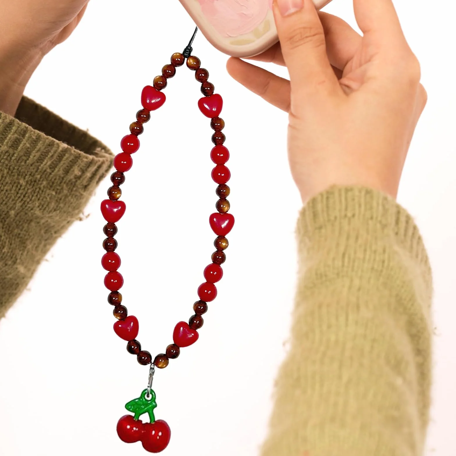 Chaîne de Pendentif pour Téléphone Portable, Charme Universel, Cordon Cherry, Bracelet Kawaii