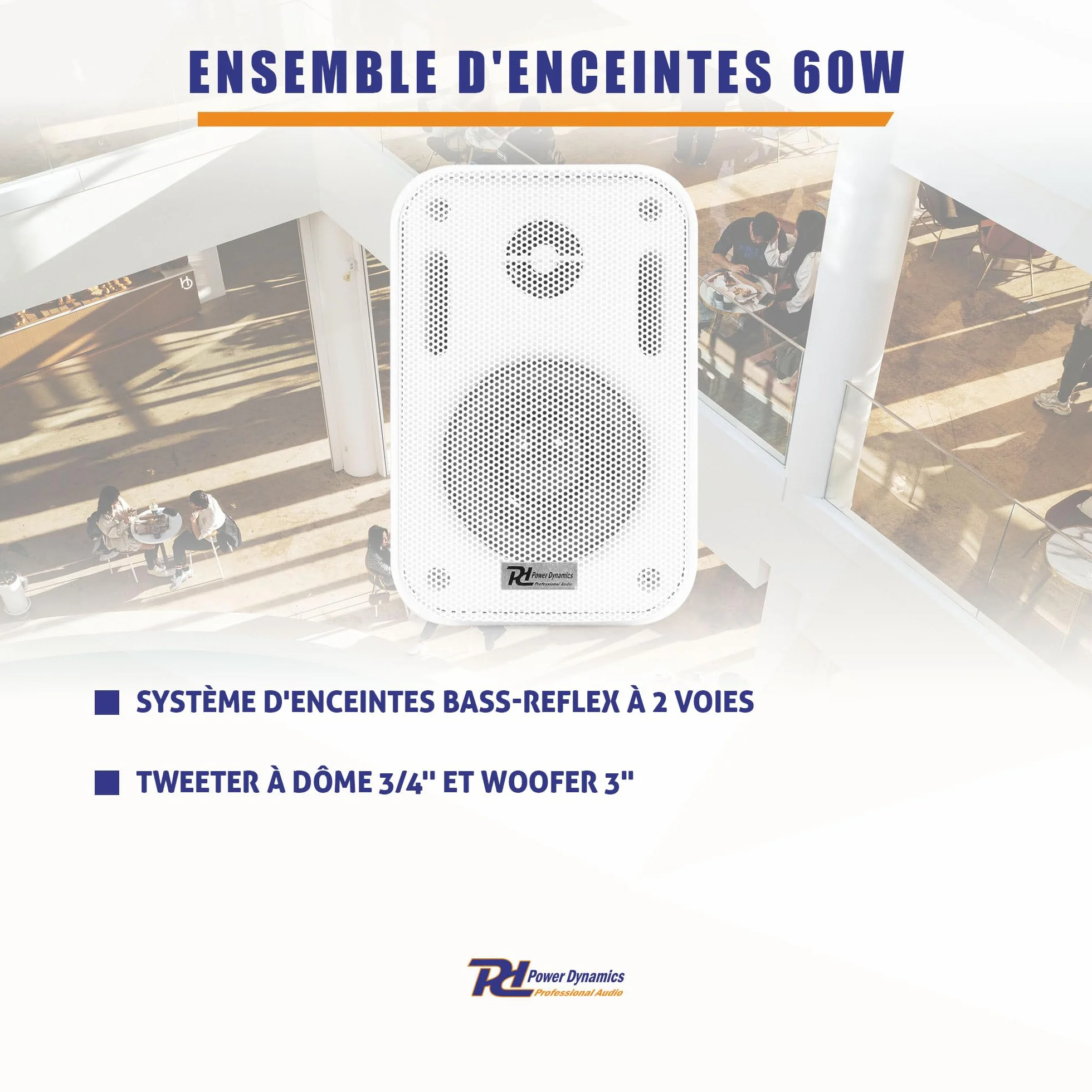 Power Dynamics BGO30 Enceintes Passives 2 Voies 60W Blanc Paire 3 Pouces