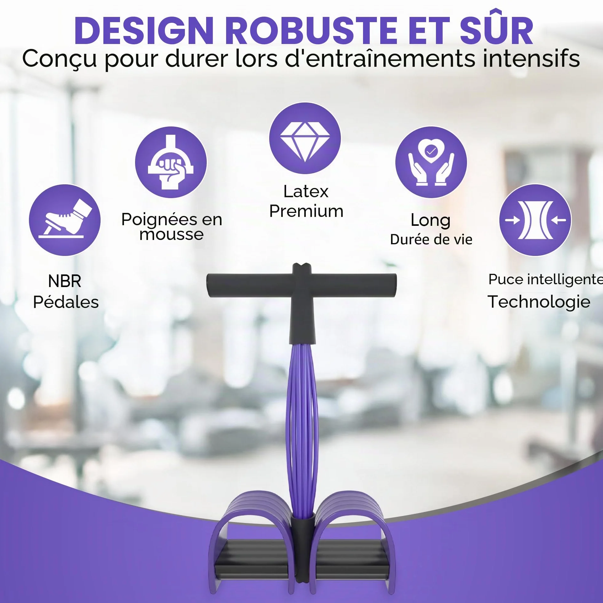 Pédale de Fitness Élastique Corde de Tension, 6 Tubes Multifonctionnelle Bande de Résistance Bodybuilding