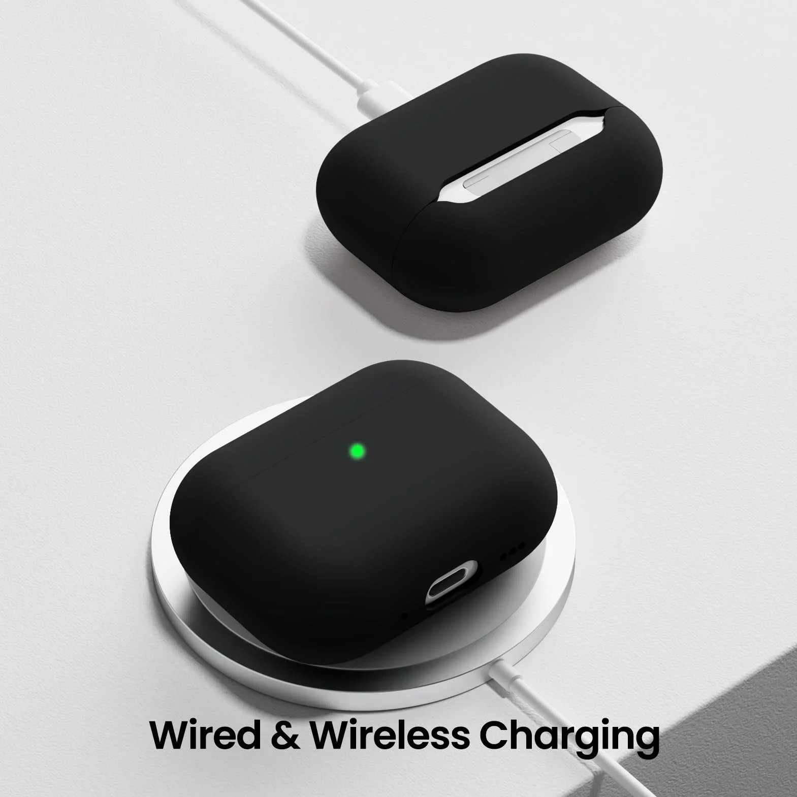 ORNARTO Coque pour AirPods Pro 3 (2025) – Étui à 2 Parties Séparées en Silicone avec Structure à 2 Couches (Intérieur PC Dur), Protection Antichoc, Lanière et Outil de Démontage, Noir