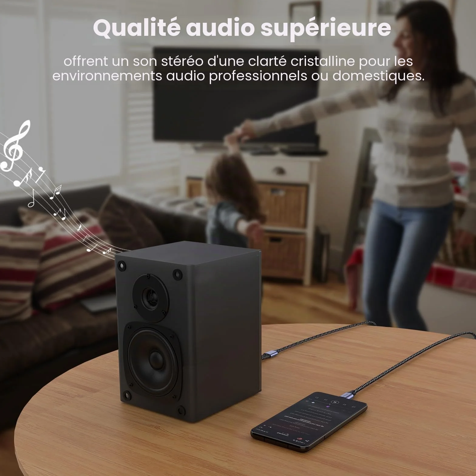 MOSWAG Câble 2 RCA USB C Audio Stéréo Adaptateur Type C Mâle vers 2 RCA Mâle Y Auxiliaire Audio Câble Numérique Compatible avec Téléphone Amplificateur Enceinte HDTV Home Cinéma Vidéo Projecteur
