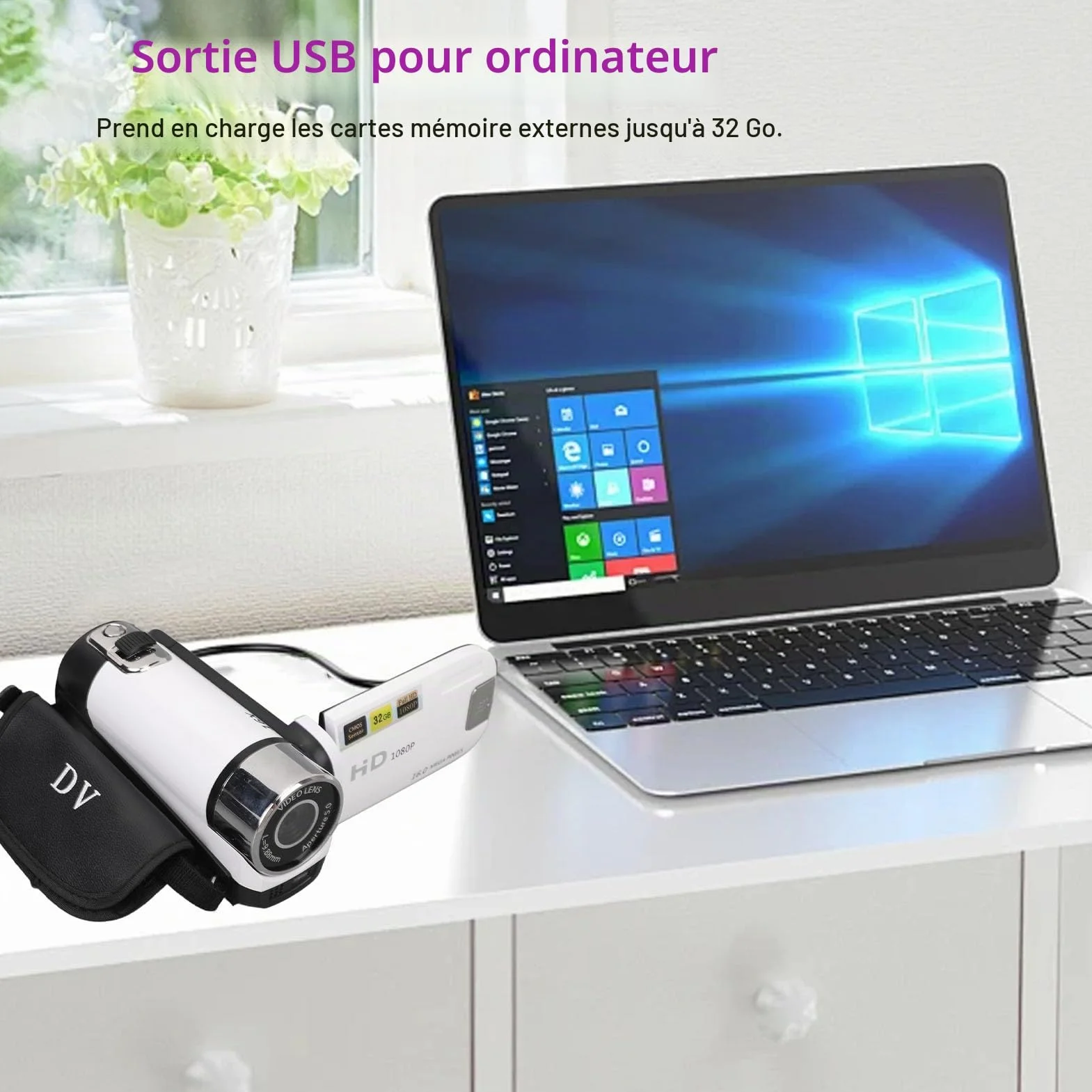 Bewinner Caméra DV 16 MP,Zoom numérique 16X, Appareil Photo 1080P avec écran LCD de 2,7 Pouces, Anti-Vibration, Selfie avec minuterie e, Enchufe européen 100-240 V