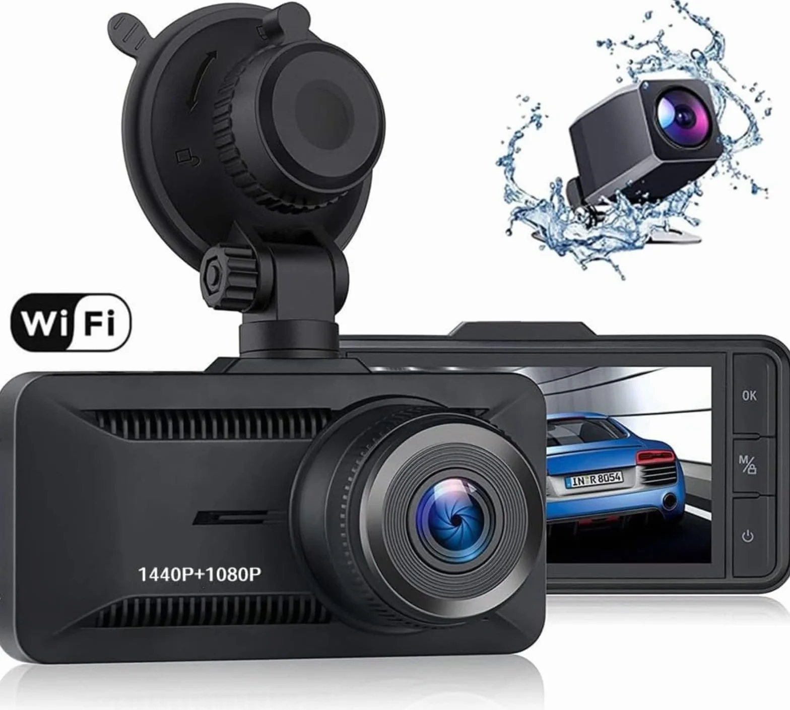 Oryzom Dashcam 4K Pro Enregistrement Ultra HD caméras Avant/arrière Capteur G WDR Vision Nocturne Surveillance 24h/24 1080P 32Go