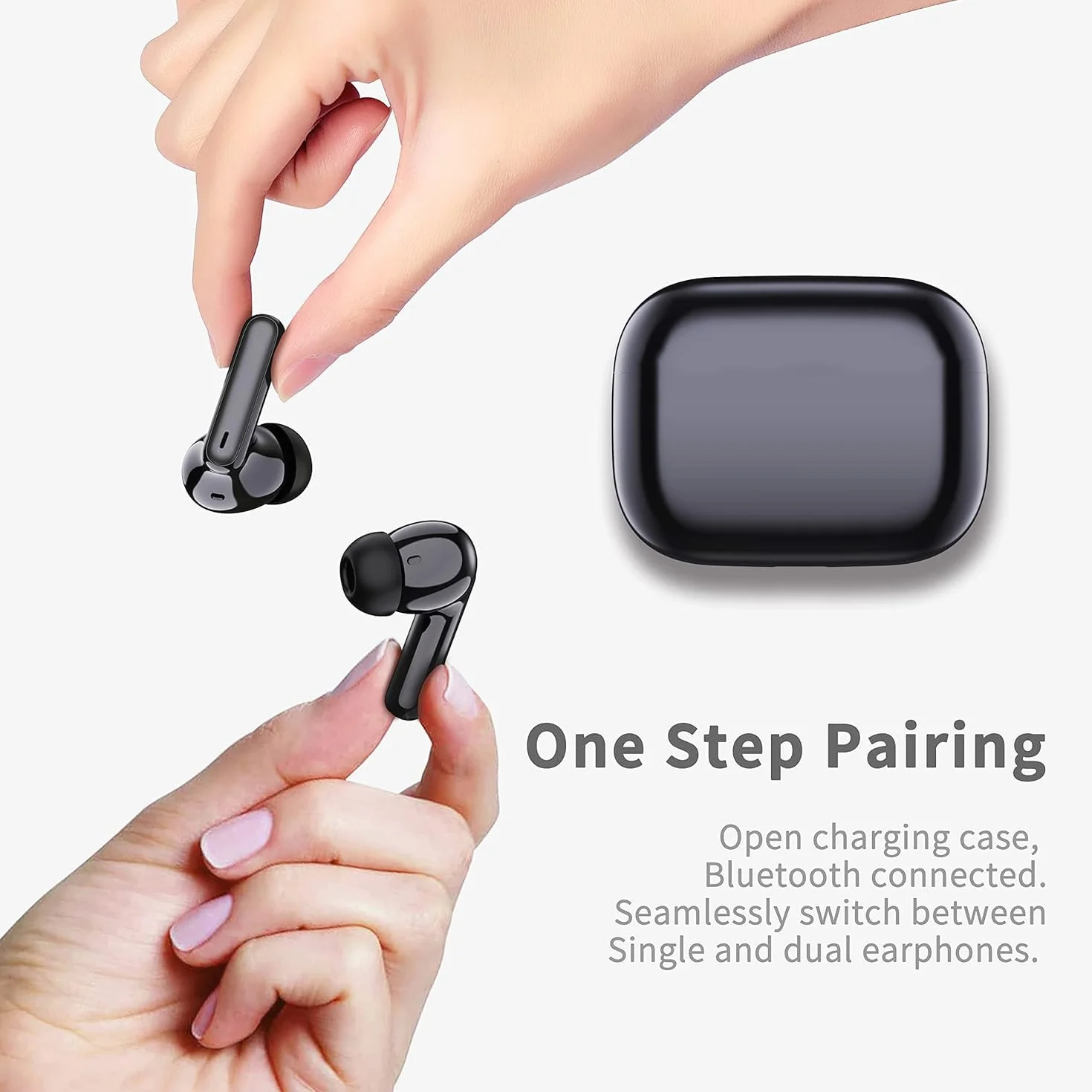 Écouteurs sans Fil Bluetooth 5.4 avec réduction de Bruit,3D Stéréo HiFi, Oreillette Bluetooth sans Fil, IPX7 Écouteurs Étanches Sportif (Noir)